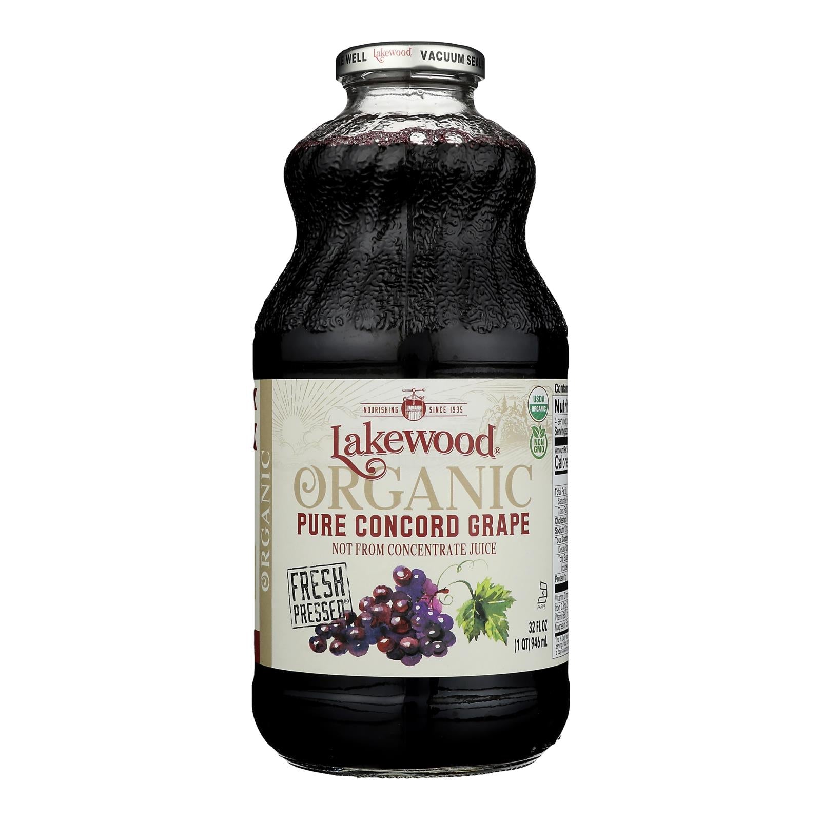 Lakewood Organic Concord Grape Juice, 32oz, 6-Pack