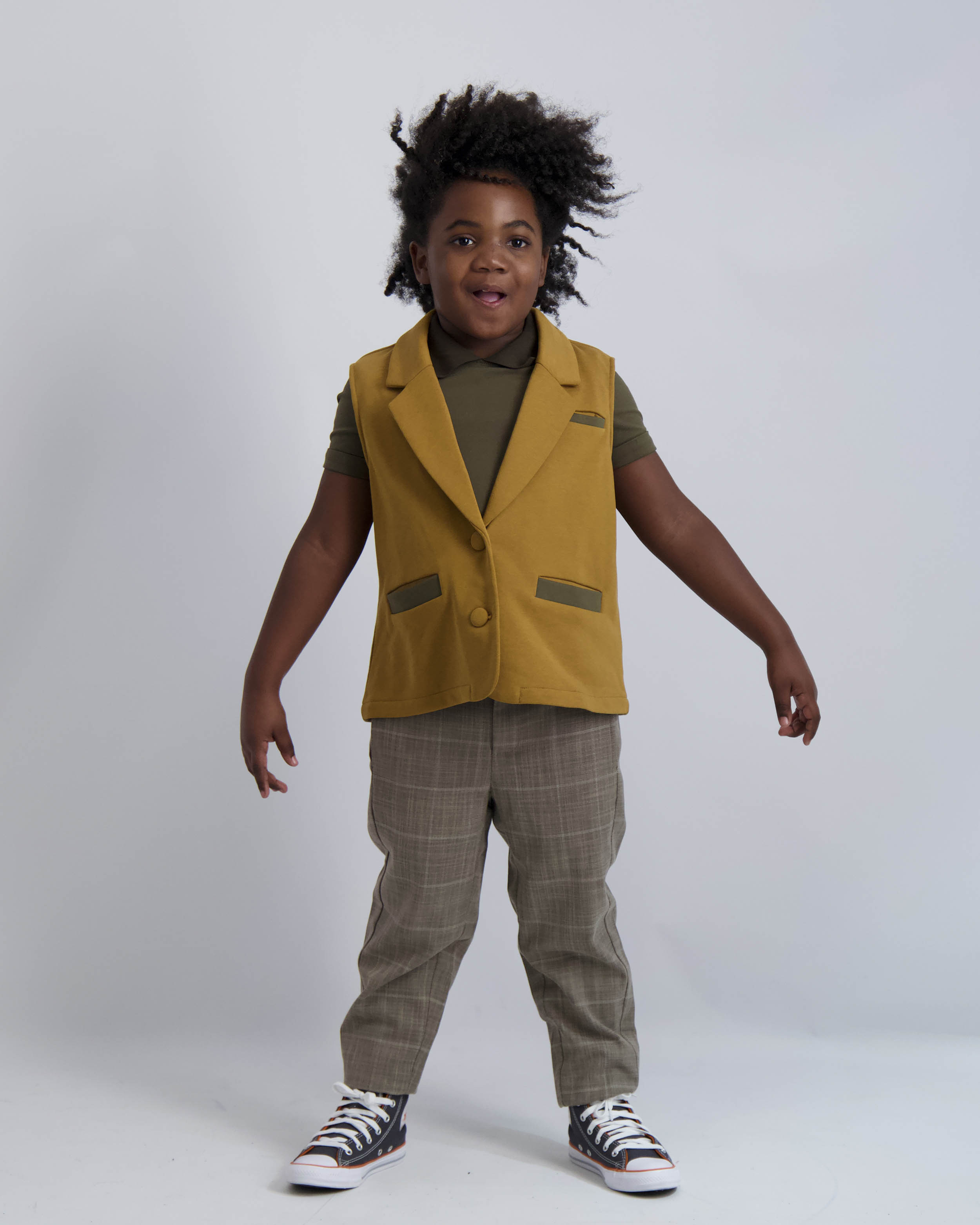 Camel Windowpane Dress Pants