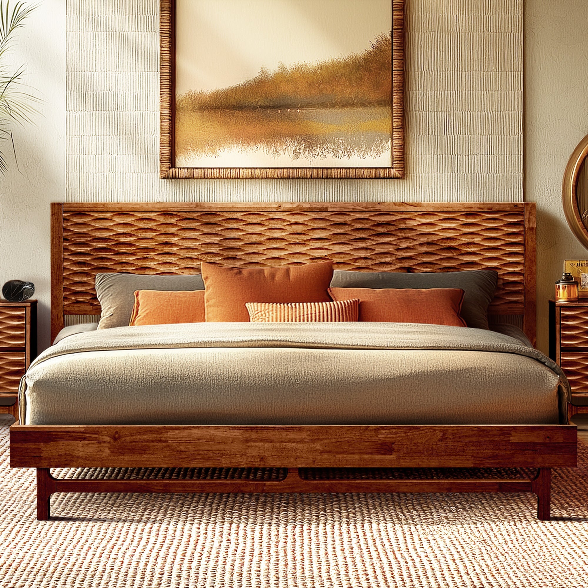 Acacia Elara Platform Bed Frame with Headboard
