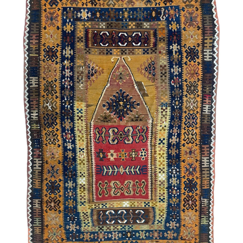 Antique Anatolian Wool Prayer Rug 4’ x 6’6”