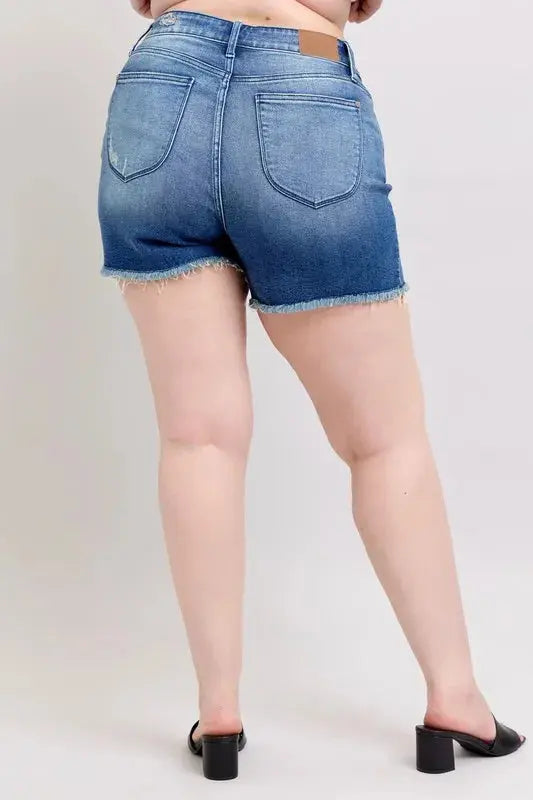 Judy Blue Jeans - Full Size V-Front Denim Shorts with Shield Pockets