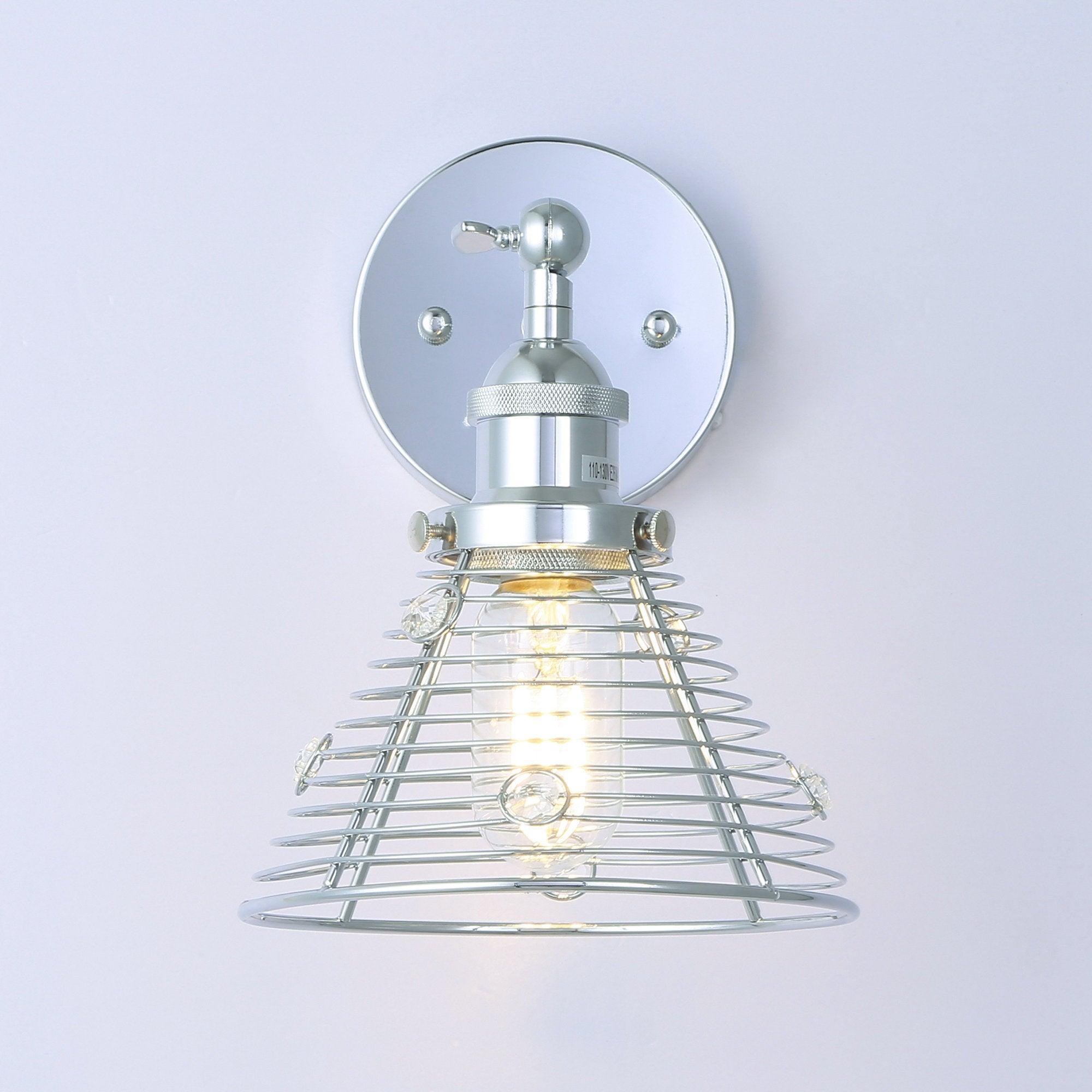 1-Light Modern Silver Wall Scone Light