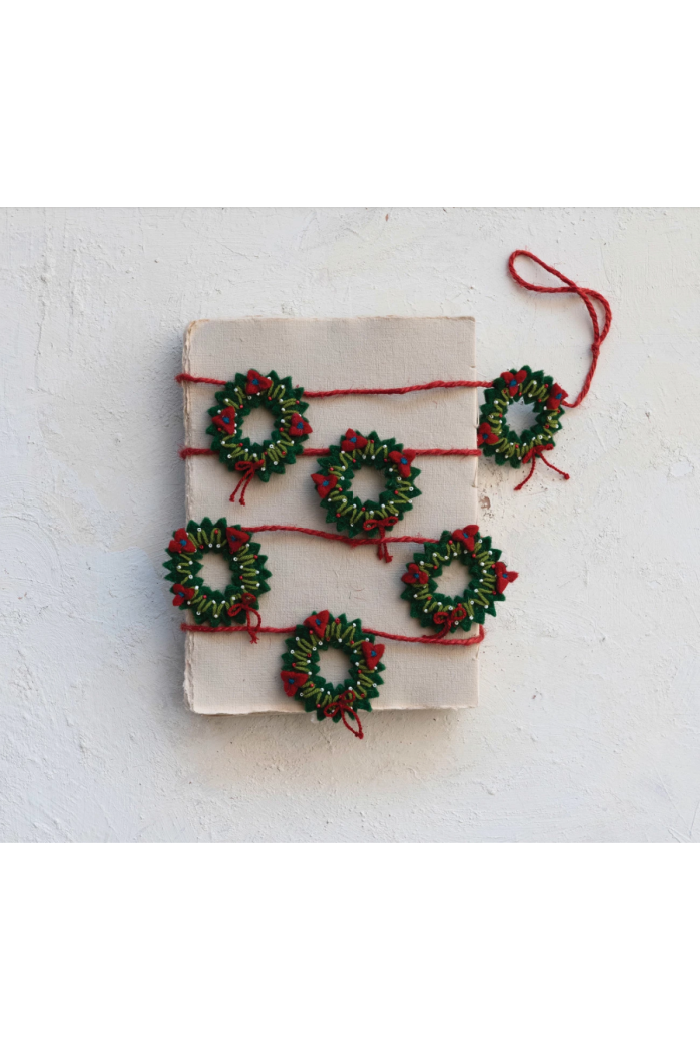 Handmade Wool Felt Holiday Wreaths Garland