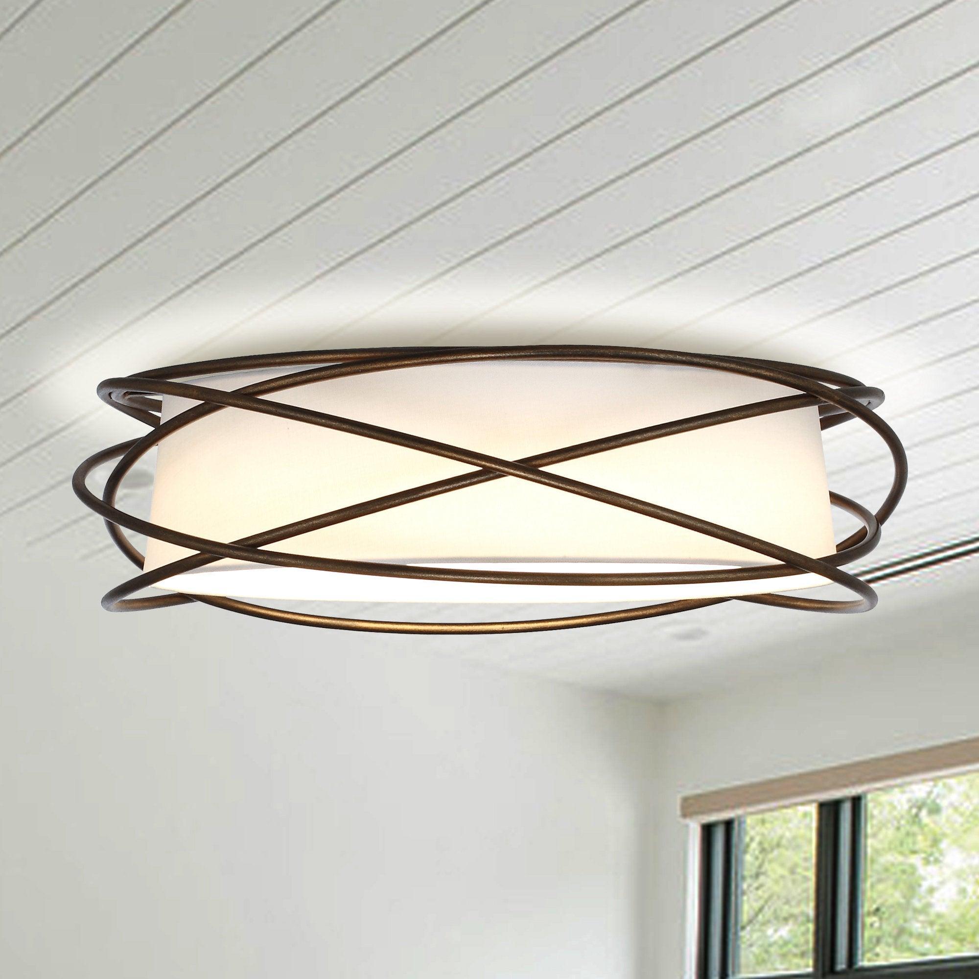 20" Modern Brown LED Flush Mount Ceiling Light