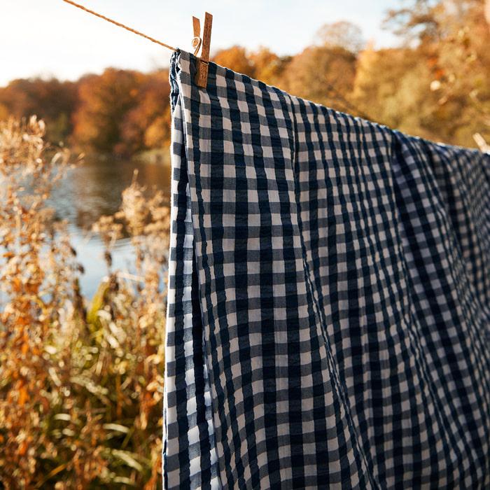 JUNA Bæk&Bølge Duvet Cover Set, King, Dark Blue/White