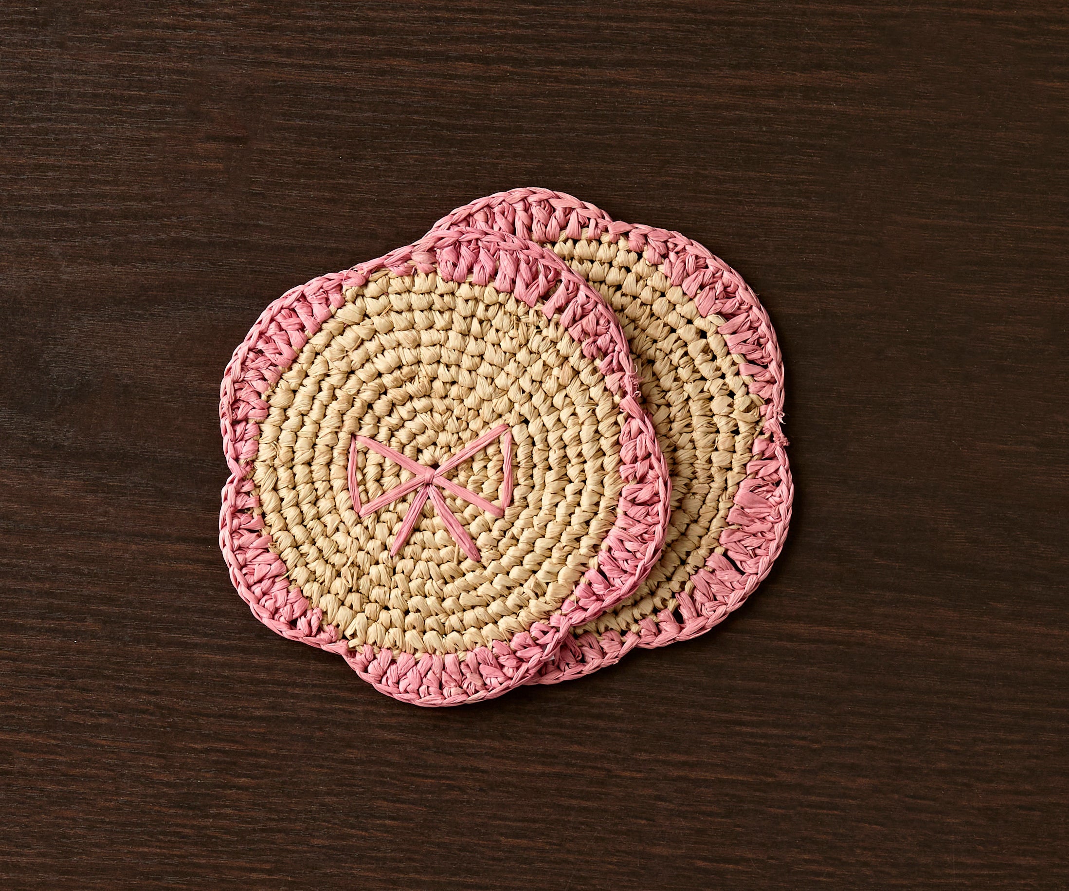 Handwoven Raffia Fringe Coaster by Payton James – Bohemian Candle Mat, Rustic Table Decor, Natural Raffia Palm