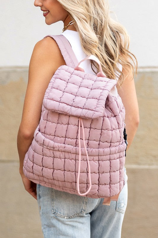Stevie Quilted Puffer Backpack Large Front Compartment
