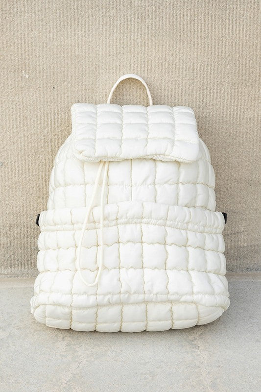 Stevie Quilted Puffer Backpack Large Front Compartment
