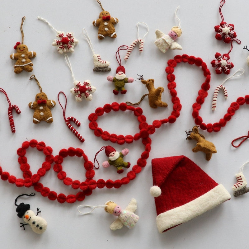 24 Piece Set- Iconic Christmas Mini Tabletop Tree Set- Hand Felted Wool Arcadia Home