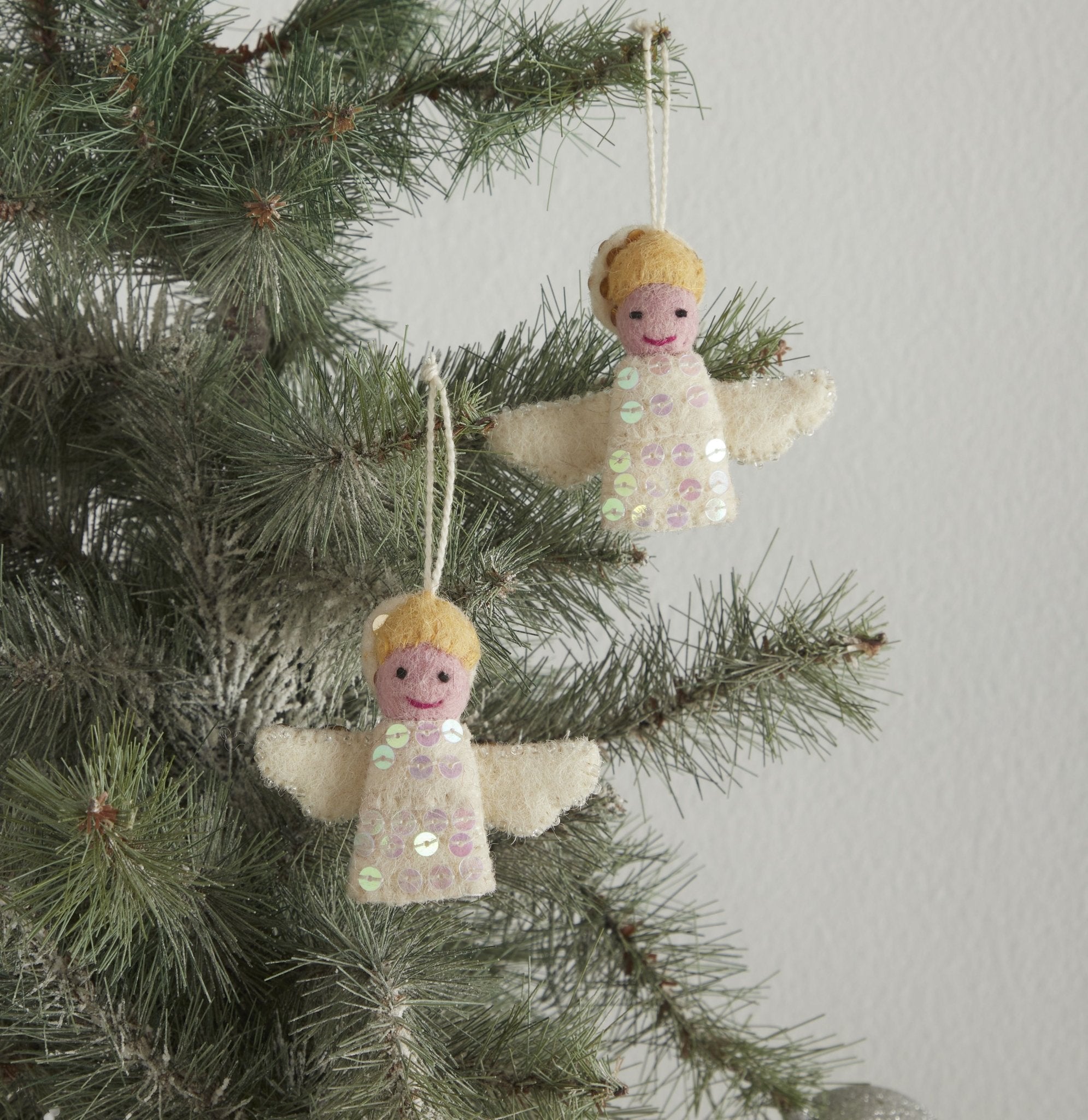 24 Piece Set- Iconic Christmas Mini Tabletop Tree Set- Hand Felted Wool Arcadia Home