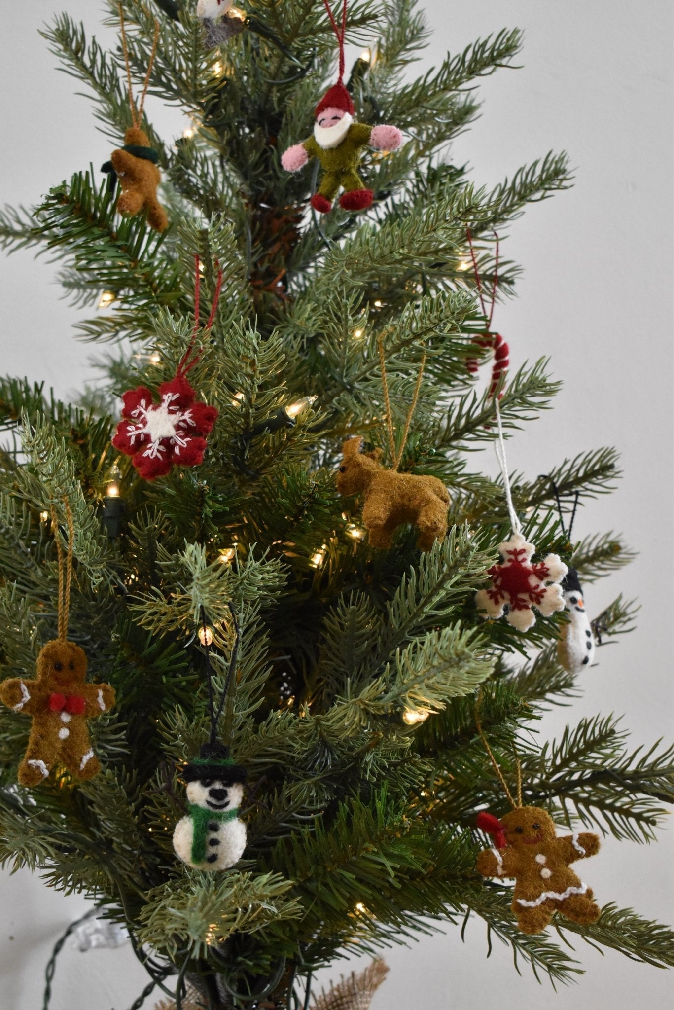 24 Piece Set- Iconic Christmas Mini Tabletop Tree Set- Hand Felted Wool Arcadia Home