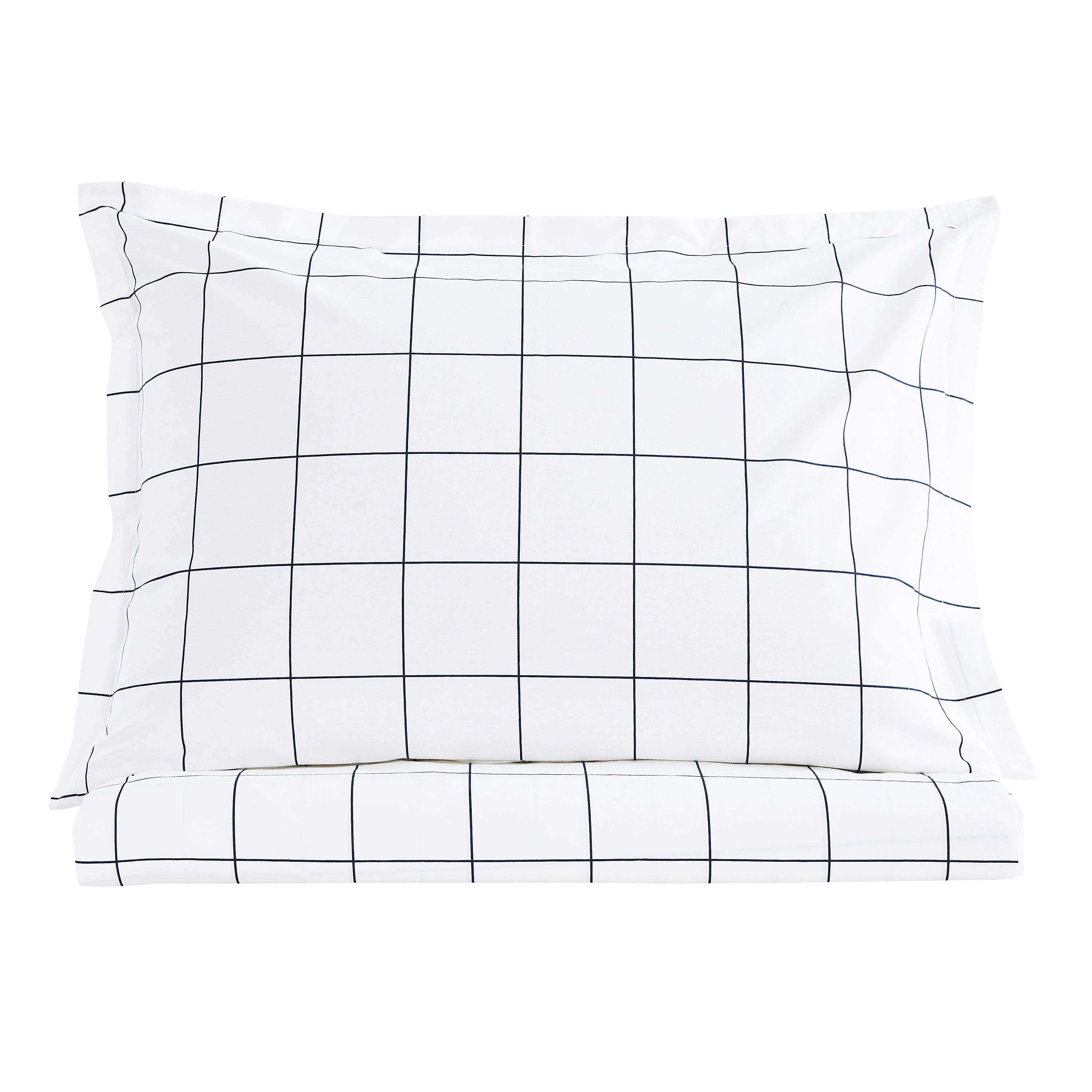 Grid Printed Cotton Percale Duvet Set