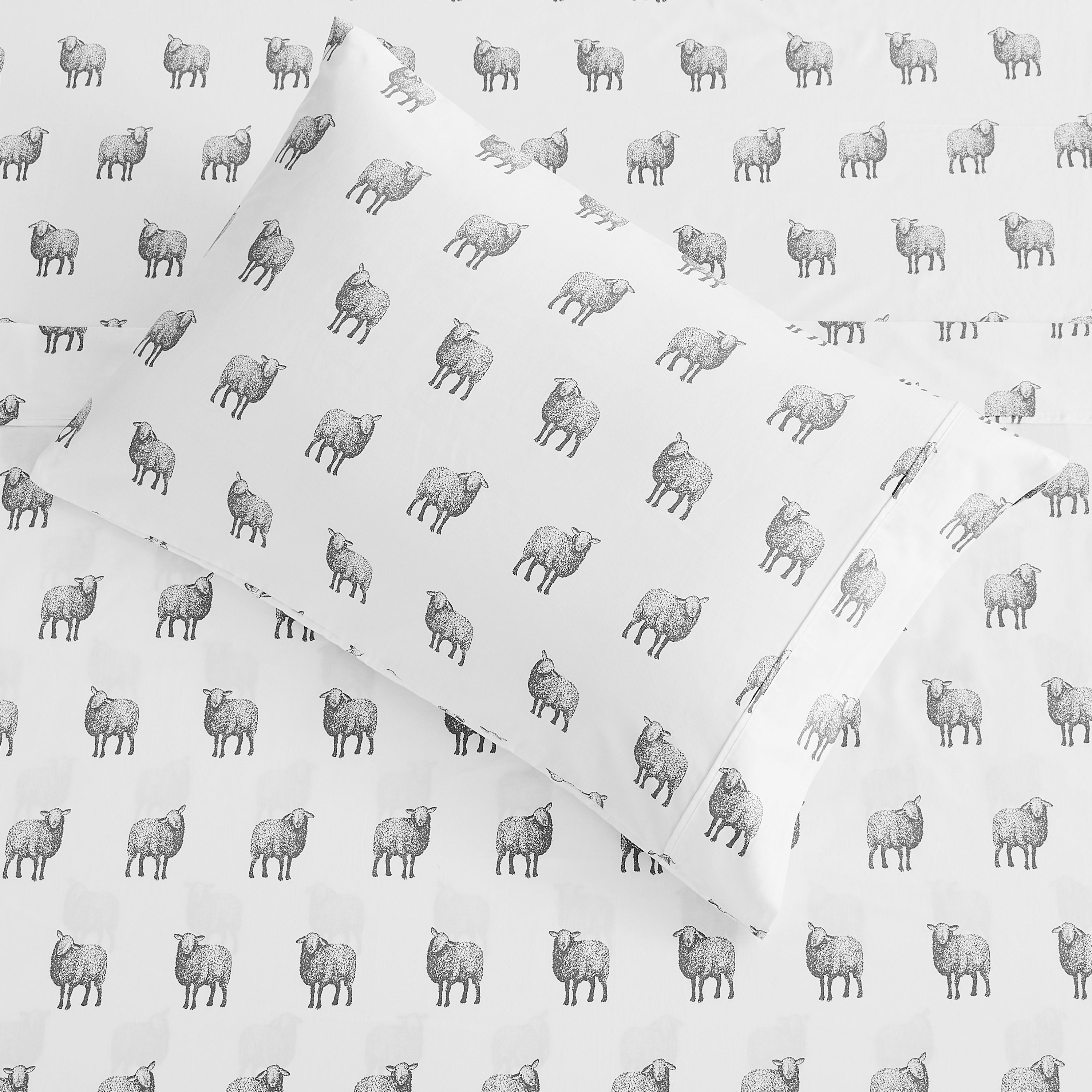 Sheep Printed Pillowcase Pair