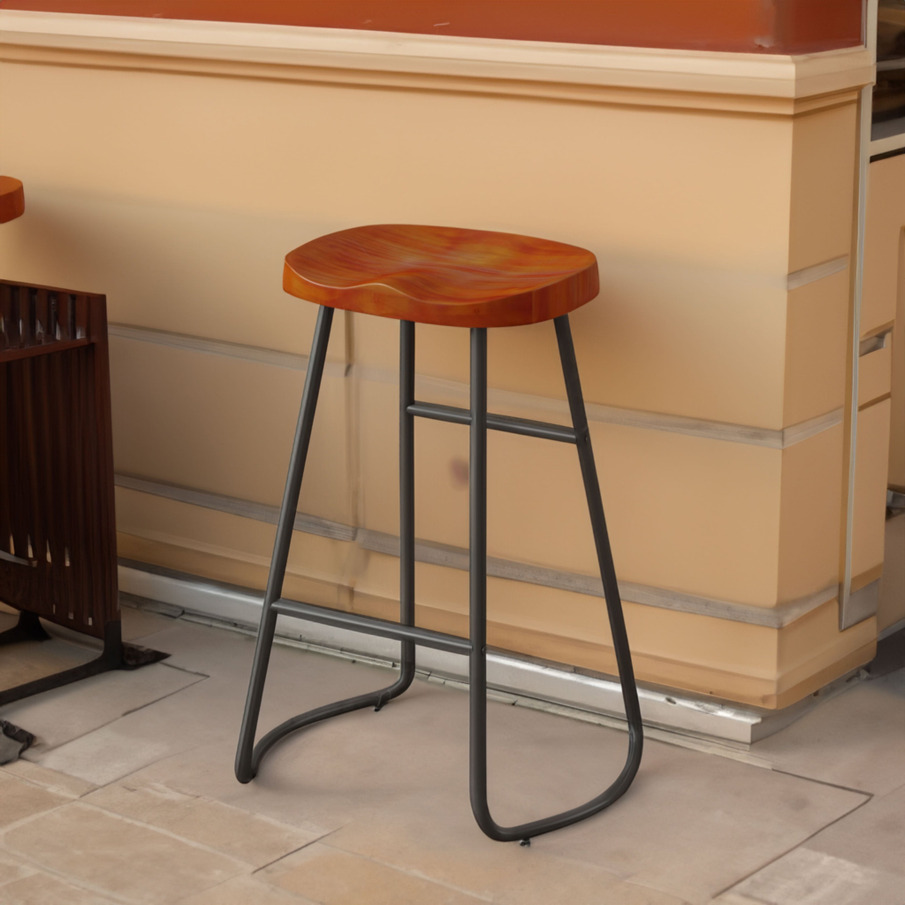 29.52" Stylish and Minimalist Bar Stools Set of 2 Counter Height Bar Stools for Kitchen Island Brown