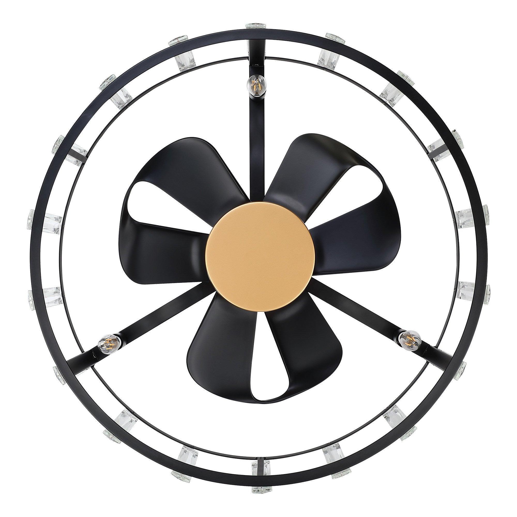 27" Modern DC Motor Downrod Mount Reversible Crystal Ceiling Fan with Lighting and Remote Control