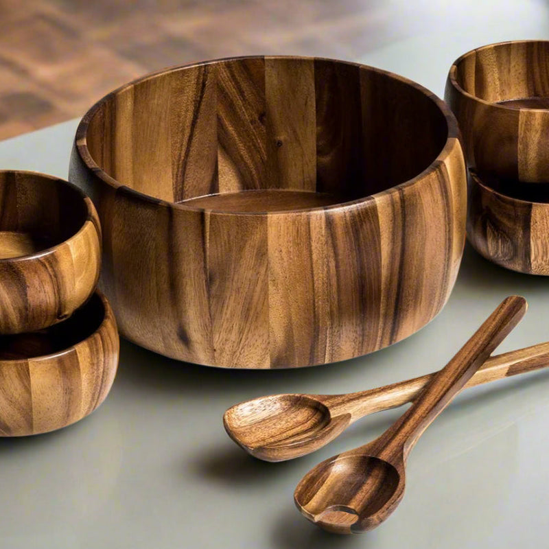 Extra Large Salad Bowl with Servers and 4 Individuals - 332C7