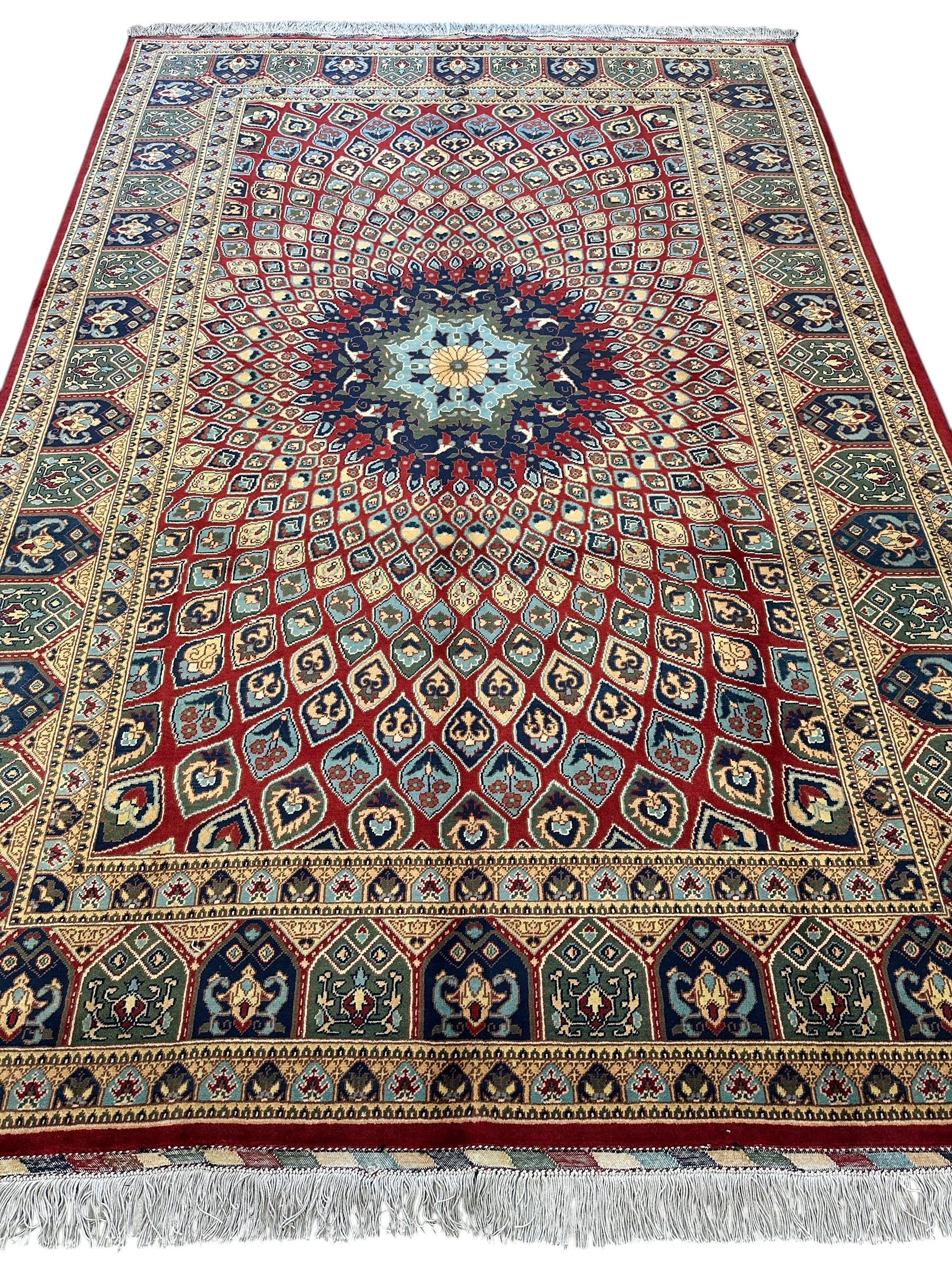 Afghani Parak Hand-Knotted Wool Rug | 6’6″ x 9’10″ Traditional Dome Motif