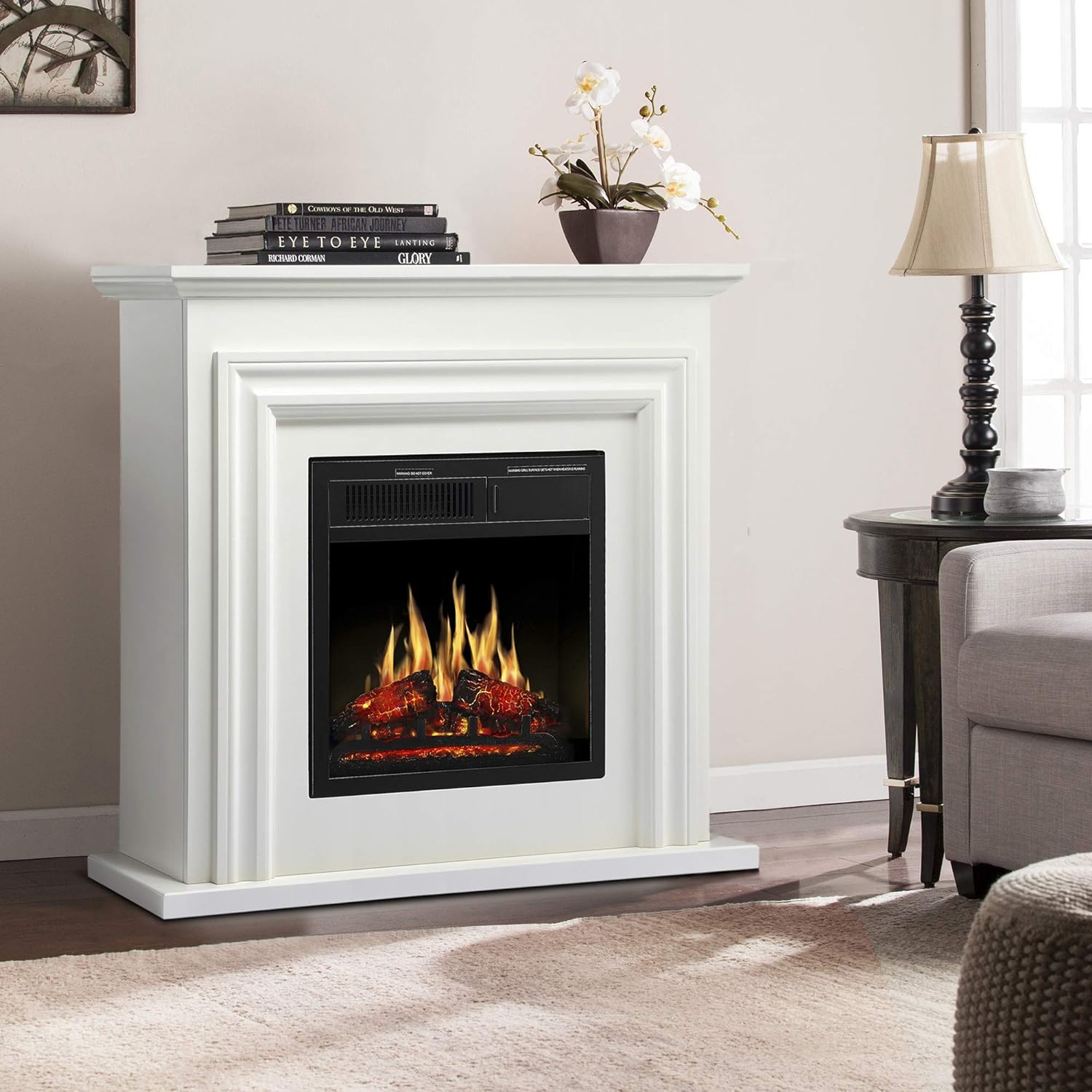 36 Inch Electric Fireplace Mantel Wooden Surround Firebox M1804