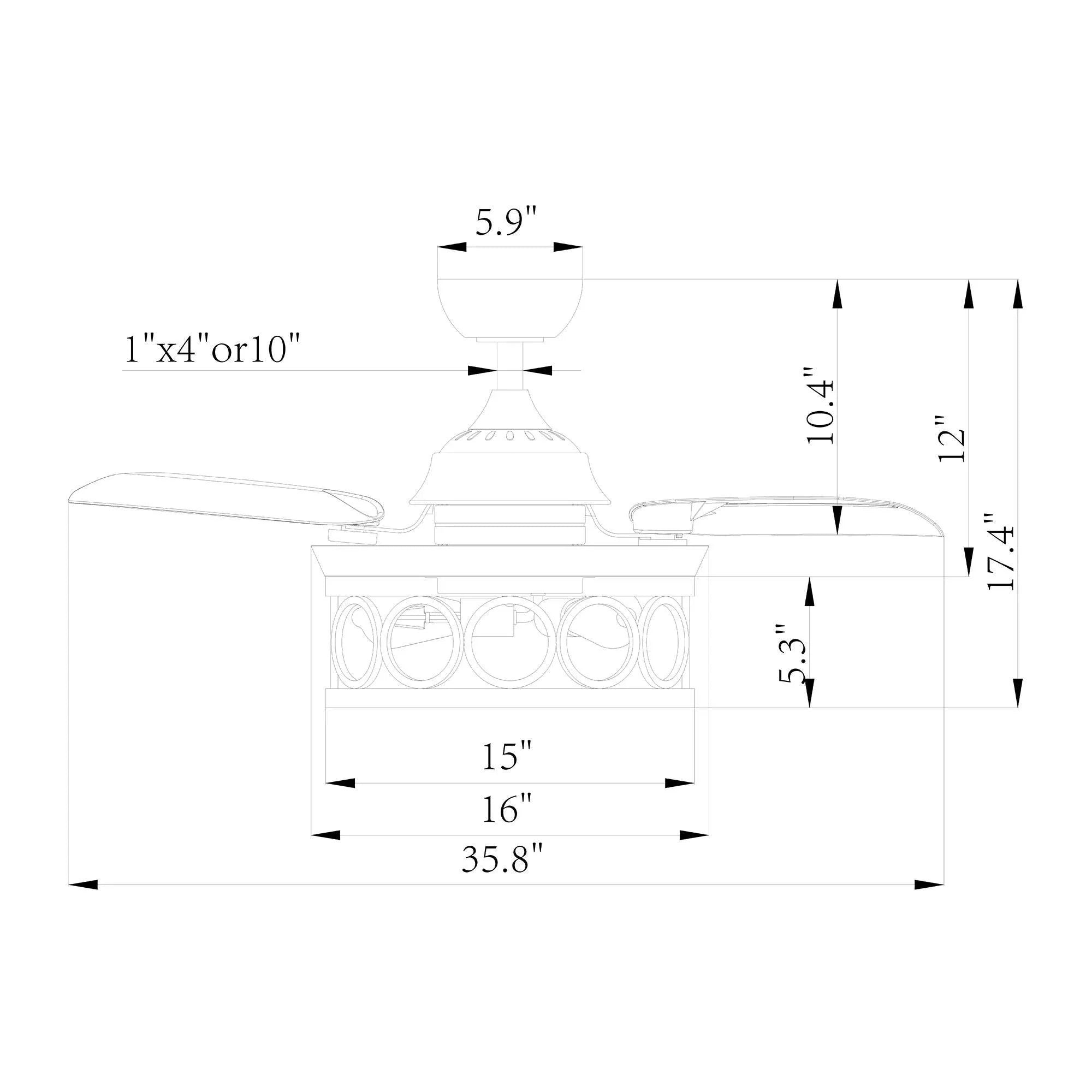 36" Mirelle Farmhouse Downrod Mount Ceiling Fan with Lighting and Remote Control