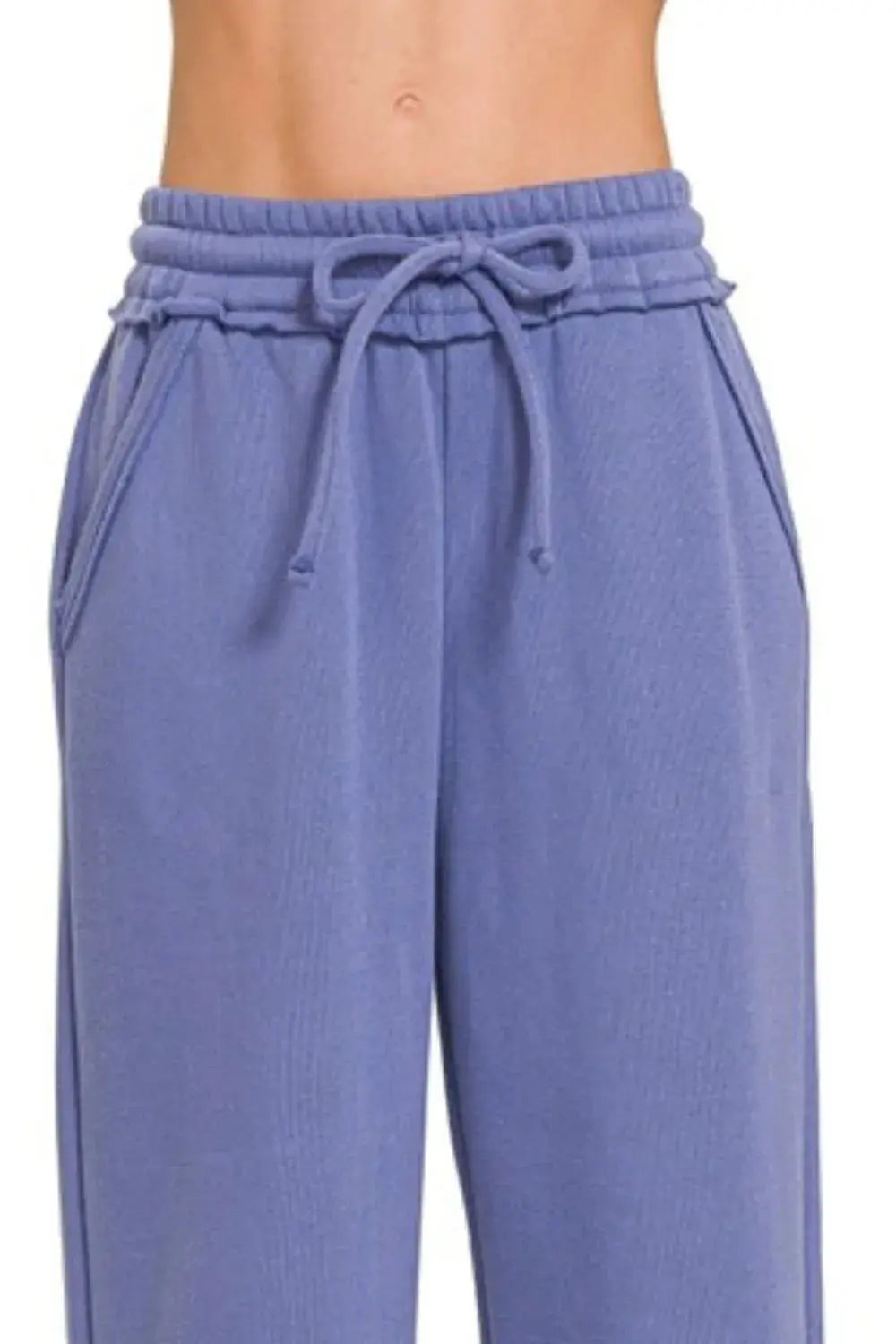 Zenana Fleece Exposed Seam Womens Wide Leg Sweatpants