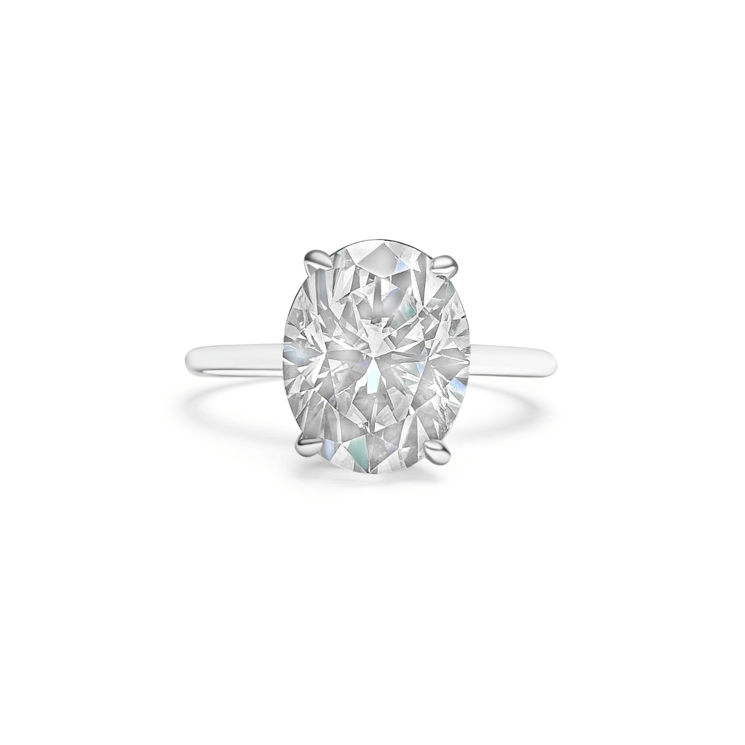 3.0ct Oval Cut Moissanite Hidden Halo Engagement Ring