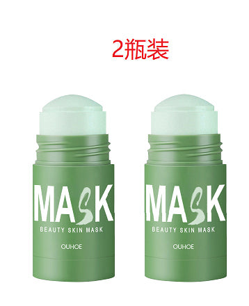 Green Tea Mask Stick, Acne Blackheads Pimple Face Cleansing And Pore-Tightening Smear Mask Clay