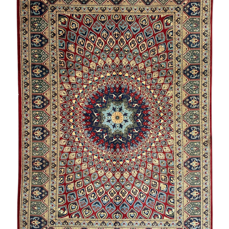 Afghani Parak Hand-Knotted Wool Rug | 6’6″ x 9’10″ Traditional Dome Motif