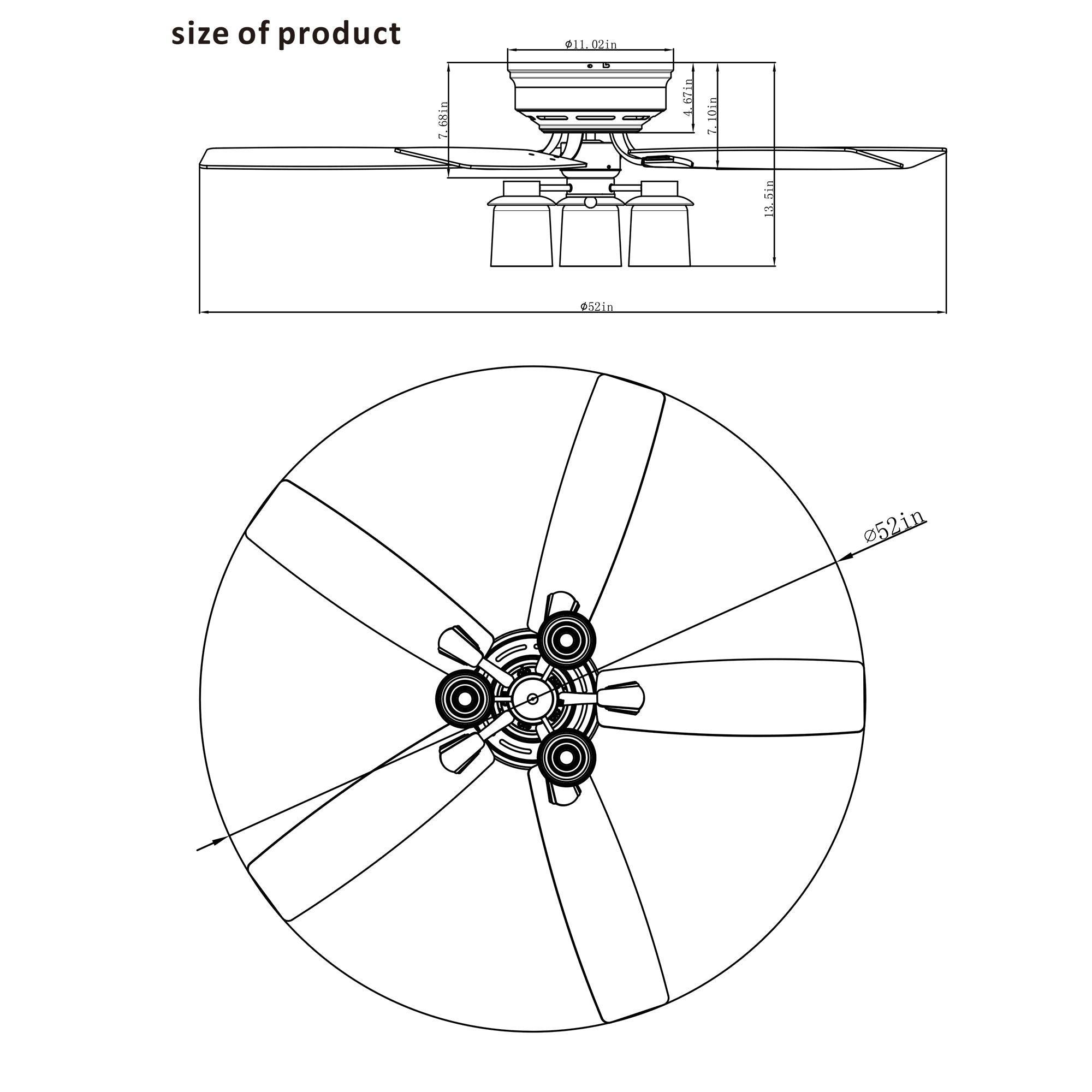 52" Bangatore Traditional Chrome Flush Mount Reversible Ceiling Fan with Lighting and Remote Control