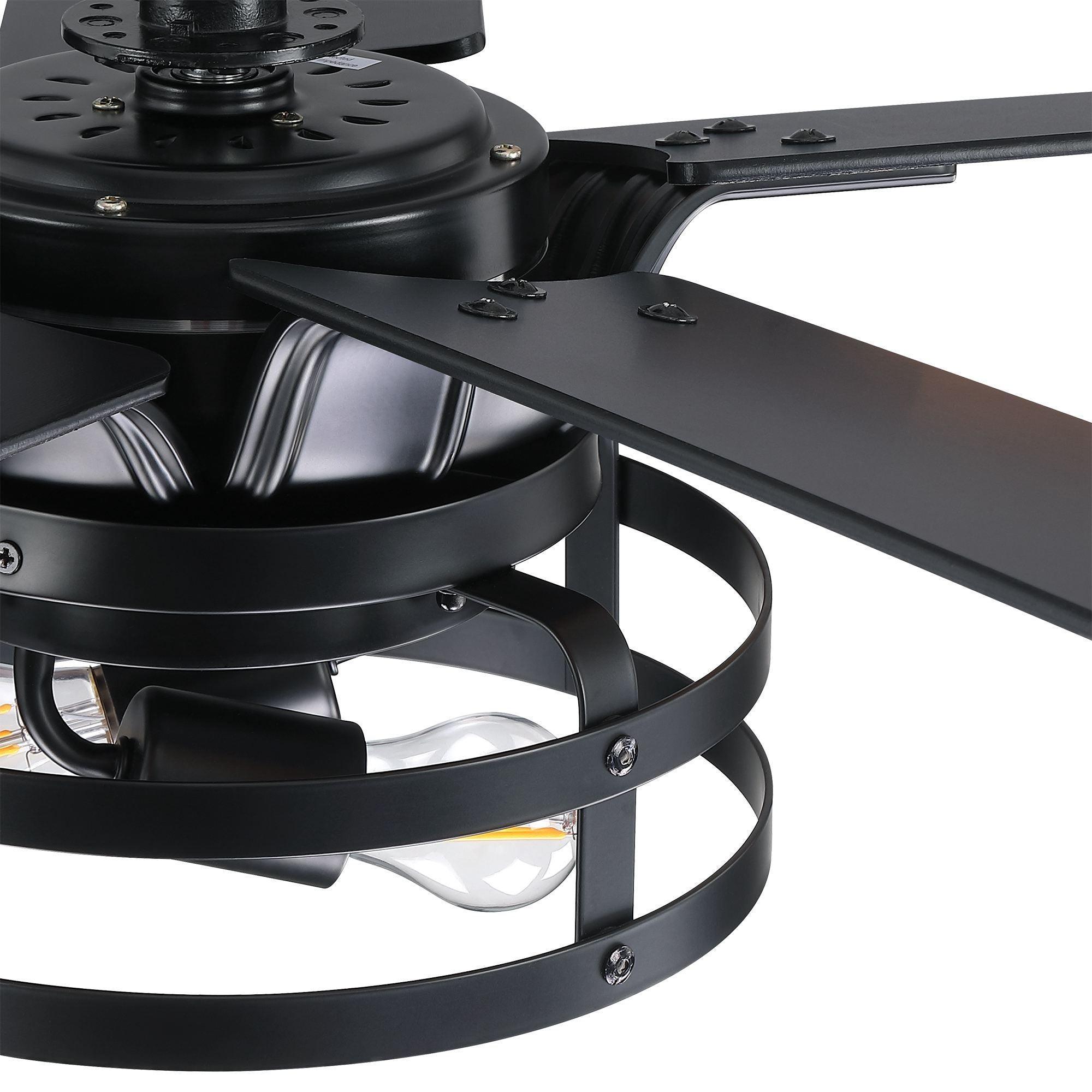 52" Prayag Industrial Downrod Mount Reversible Ceiling Fan with Lighting and Remote Control