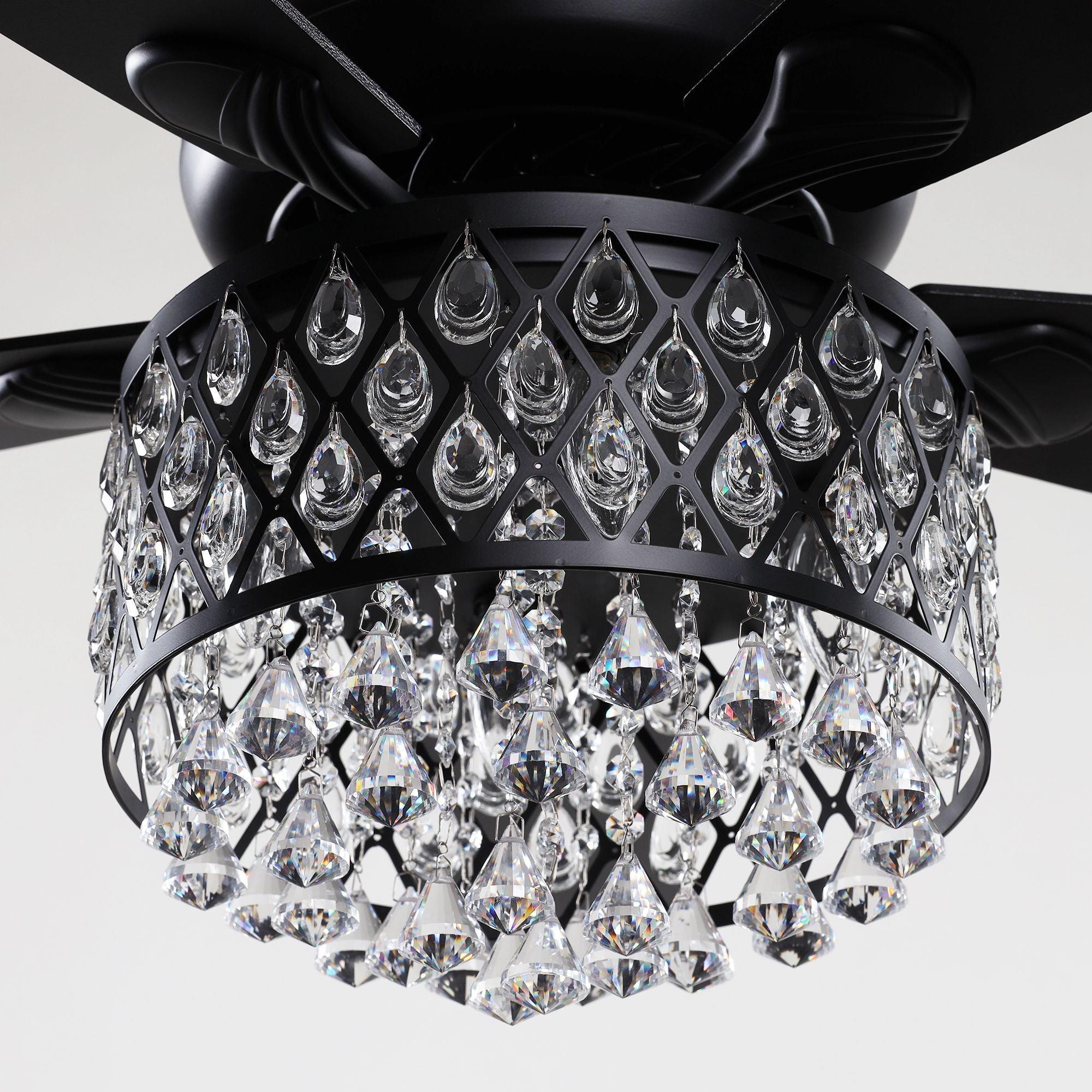 52" Wethington Modern Downrod Mount Reversible Crystal Ceiling Fan with Lighting and Remote Control