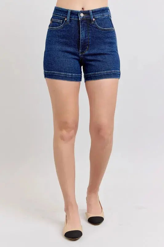 Judy Blue Jeans - Plus Size High Waist Tummy Control Denim Shorts