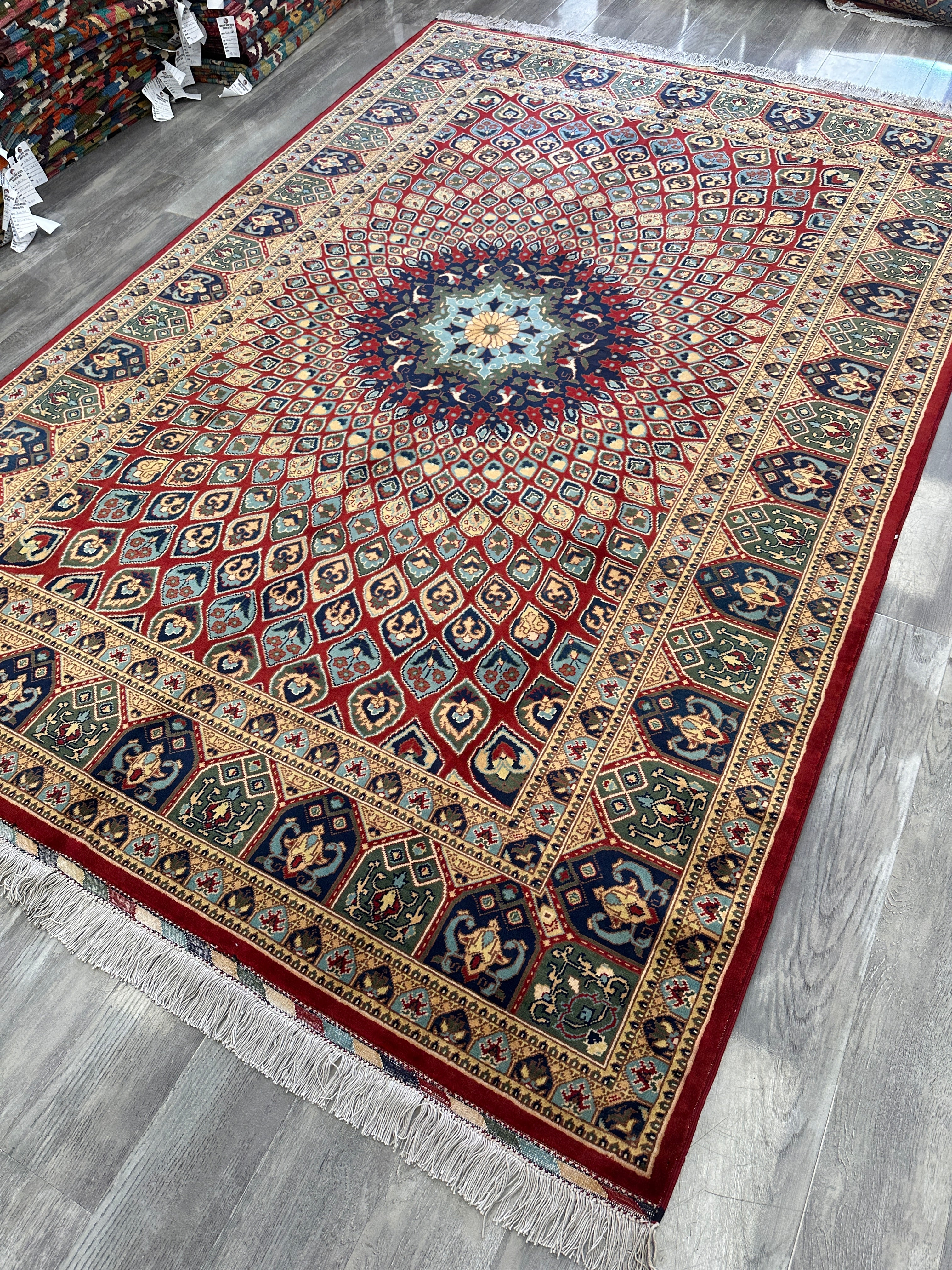 Afghani Parak Hand-Knotted Wool Rug | 6’6″ x 9’10″ Traditional Dome Motif