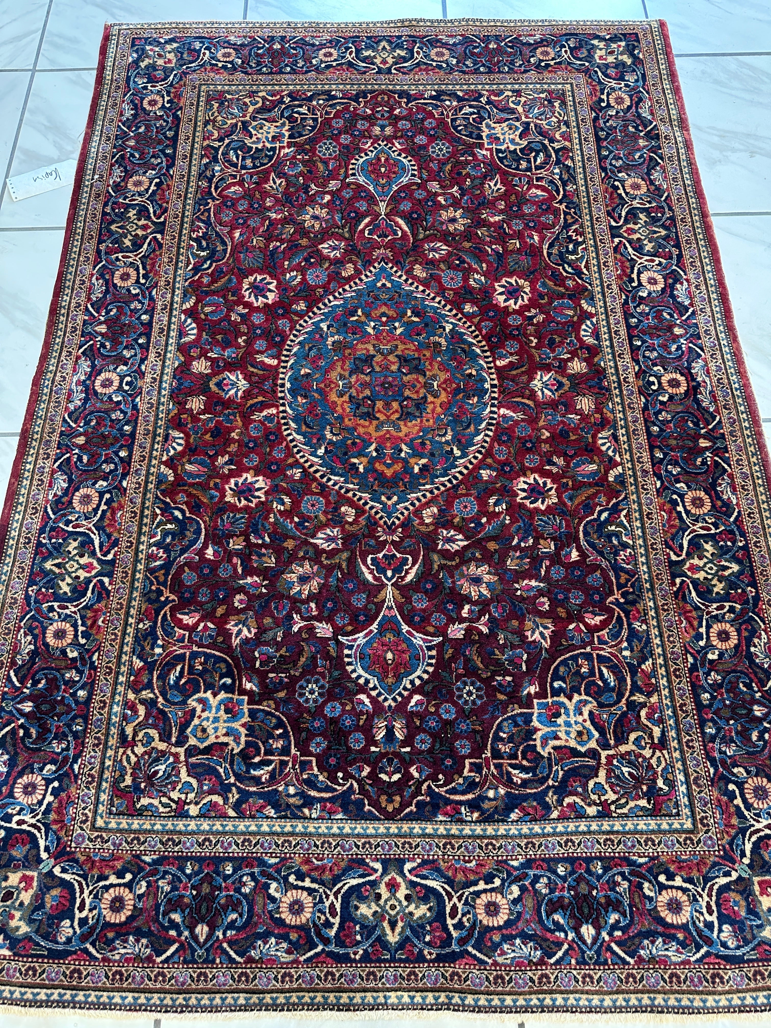 Antique Persian Kashan Debir Rug – 4’3” x 6’4” – Circa 1920s – Hand-Knotted Fine Wool