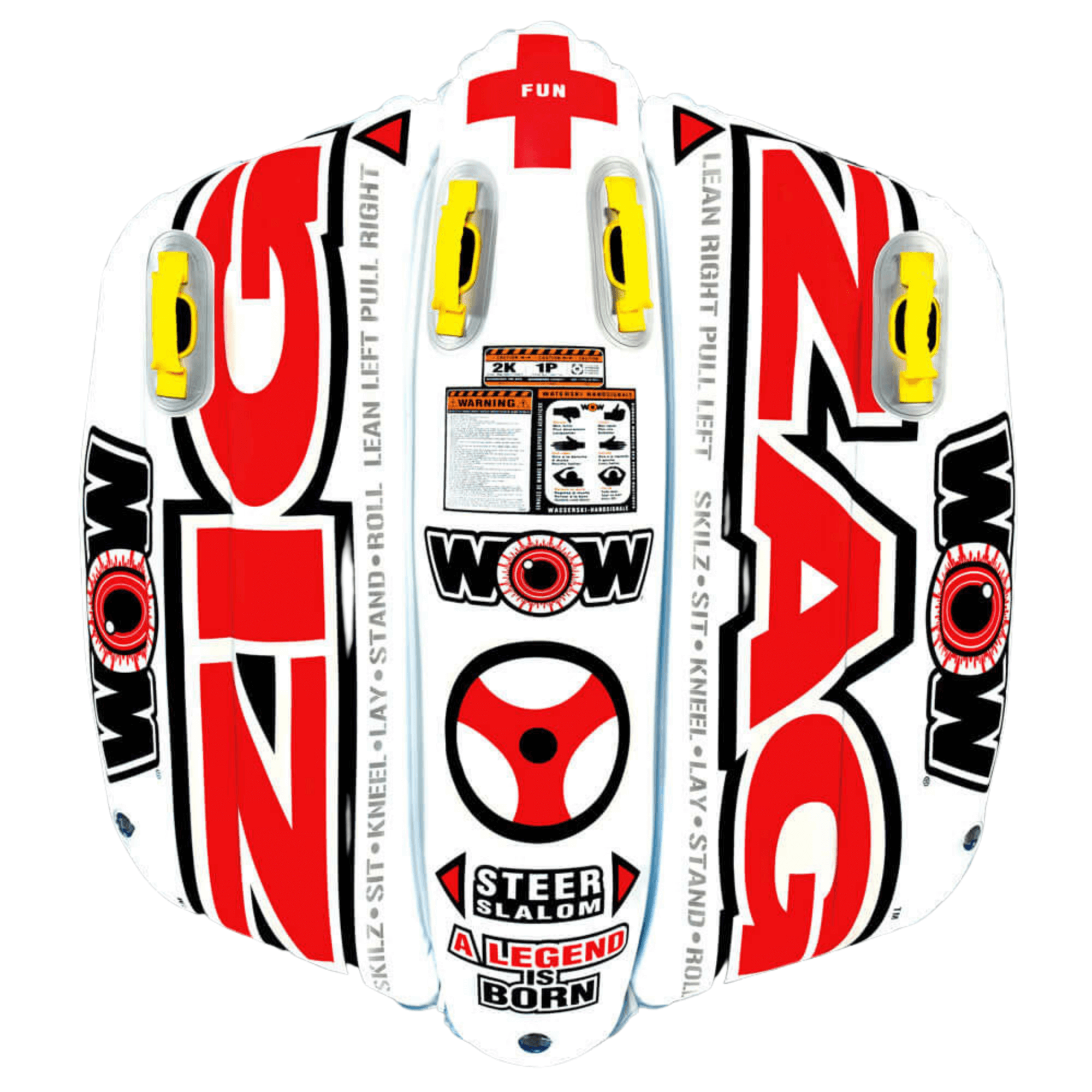 WOW Watersports Zig Zag 1 to 2 Person Inflatable Towable Steerable Tube