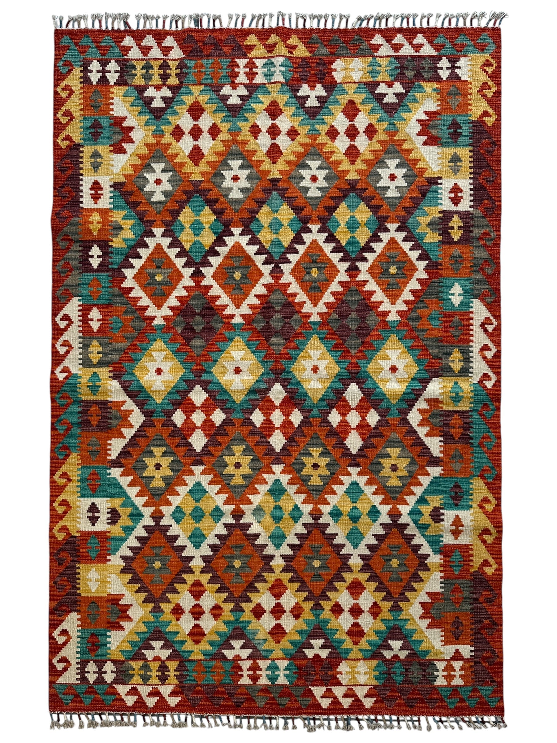 Afghani Maimana Kilim Wool Rug 4’3” x 6’7”