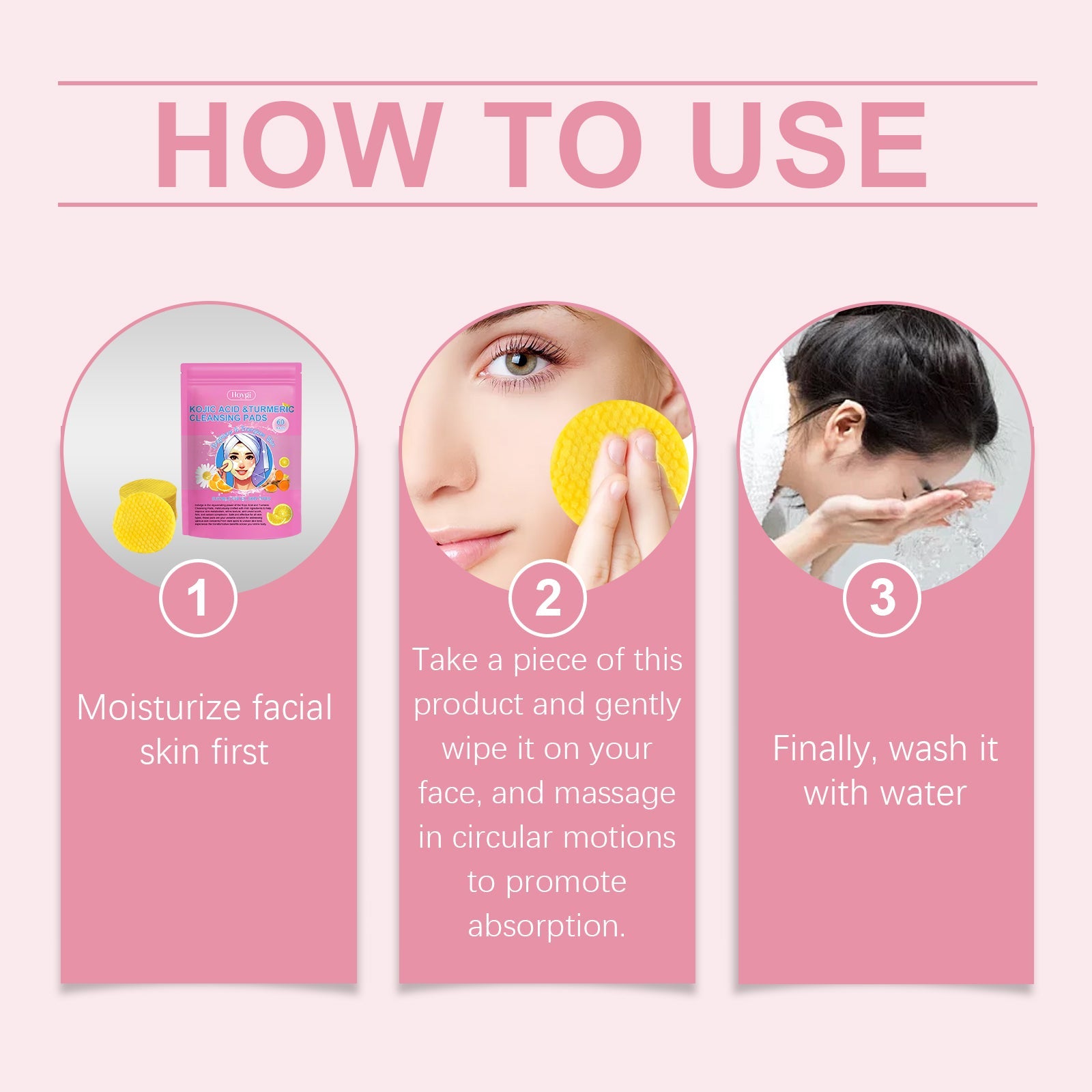 Turmeric Acid Cleansing Pad Gentle Exfoliating Deep Clean Non-Tight Improving Skin Cleansing Pad