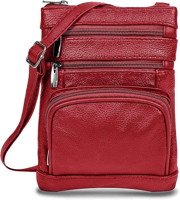 Krediz Genuine Leather Cross Body Handbag - Soft & Durable Crossbody Bags- 3 Sizes Multiple Colors