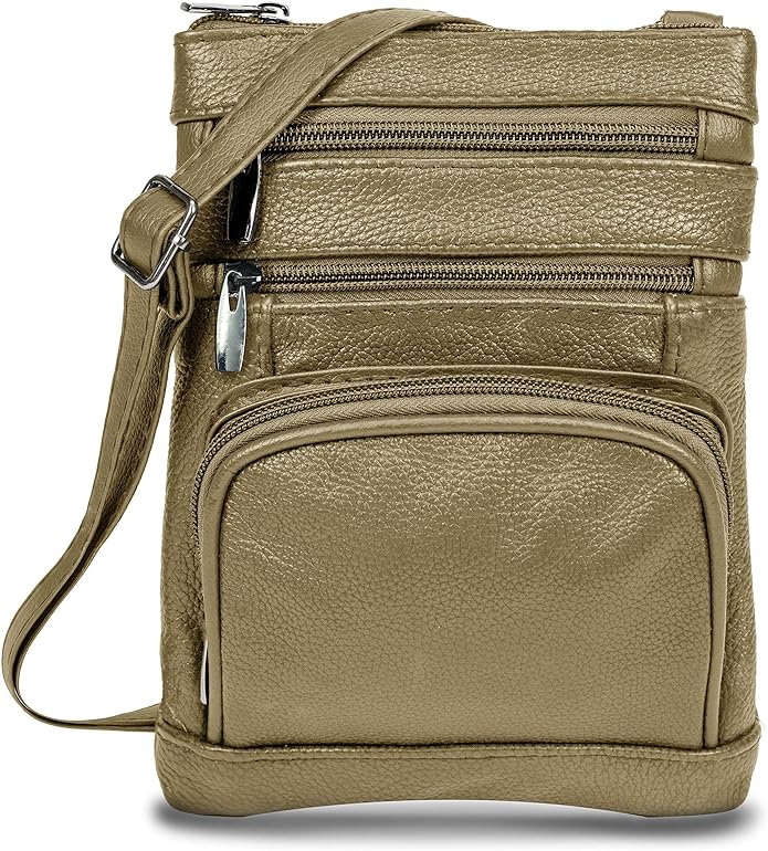 Krediz Genuine Leather Cross Body Handbag - Soft & Durable Crossbody Bags- 3 Sizes Multiple Colors