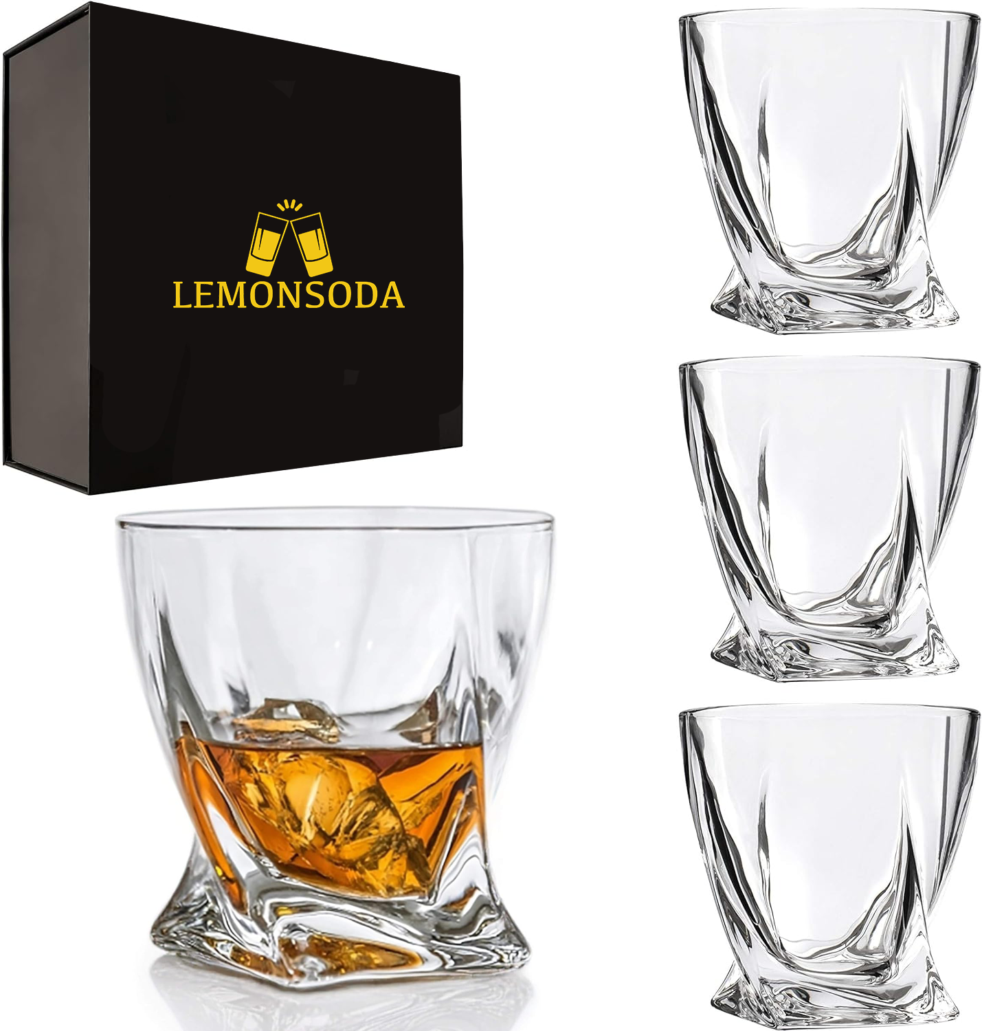 Premium Twisted Whiskey Glasses (10oz)