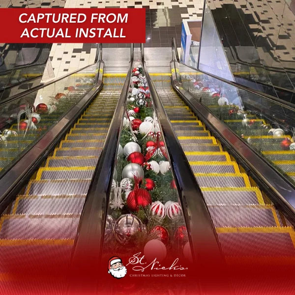 9'x14" Pre-Decorated Garland with Warm White Lights Red/White/Silver