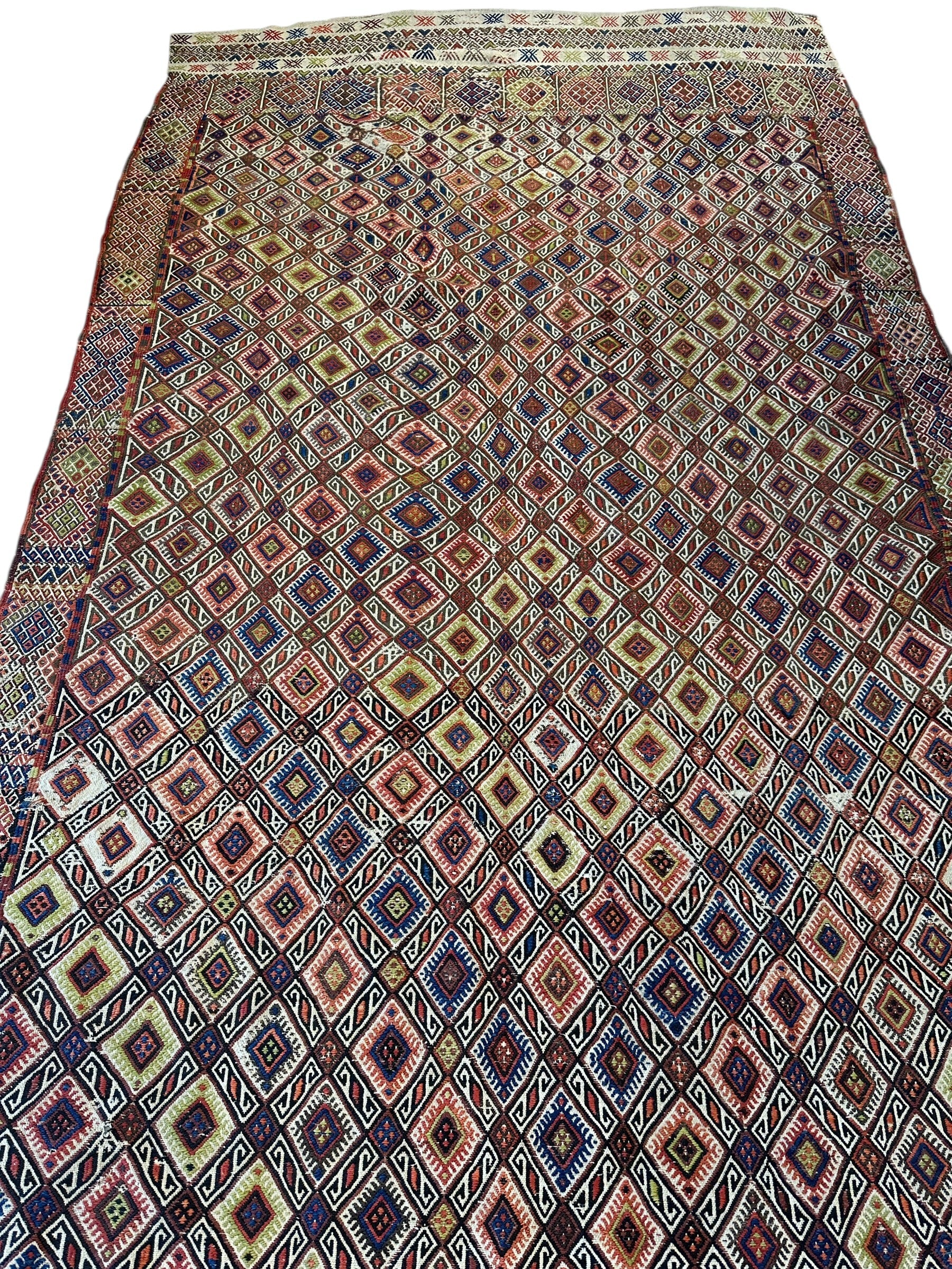 Antique Turkish Jajim Wool Rug 5’6” x 14’5”