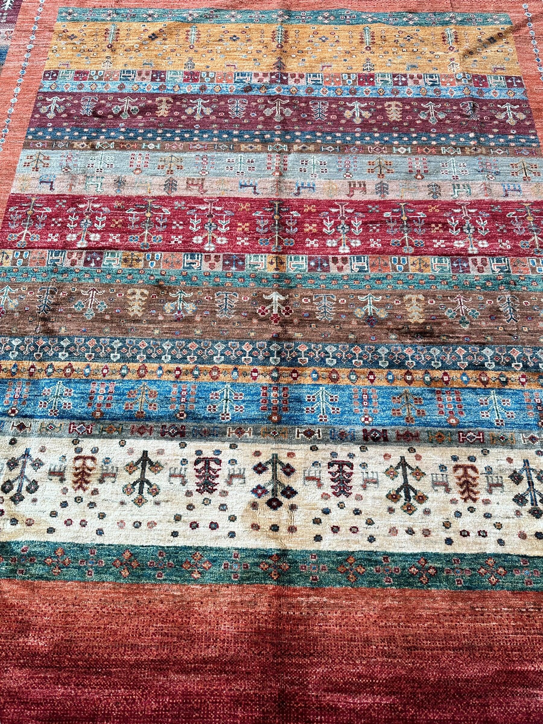 Afghani Khorjin Wool Rug – 7' x 9'10" – Vibrant Geometric & Tribal Patterns