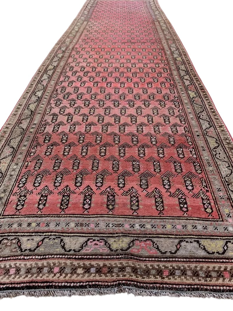 Antique Armenian Karabakh Wool Runner – 3’3” x 12’8” – Hand-Knotted Long Corridor Rug