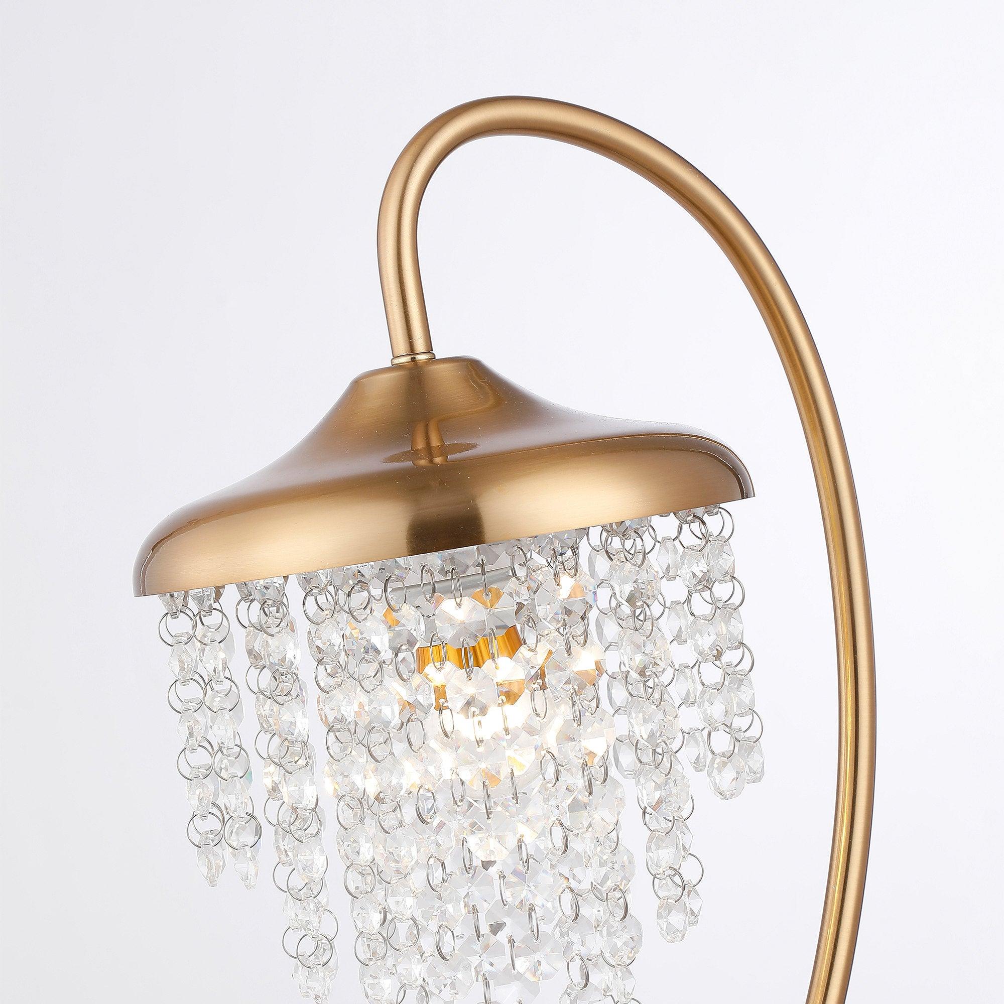 1-Light Golden Modern Table Lamp with Crystal Shade