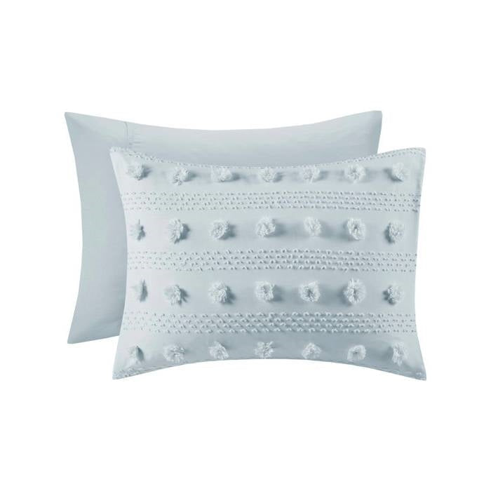 Twin/Twin XL 2-Piece Blue Pompom Microfiber Hypoallergenic Comforter Set