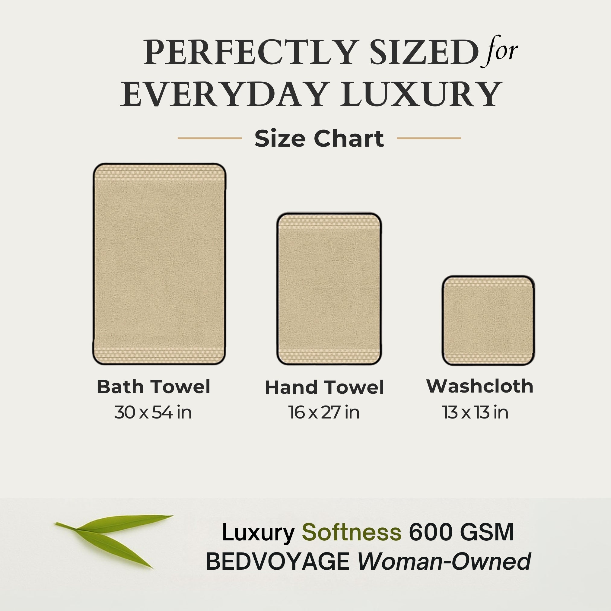 Bamboo 3 Piece Towel Set - Champagne