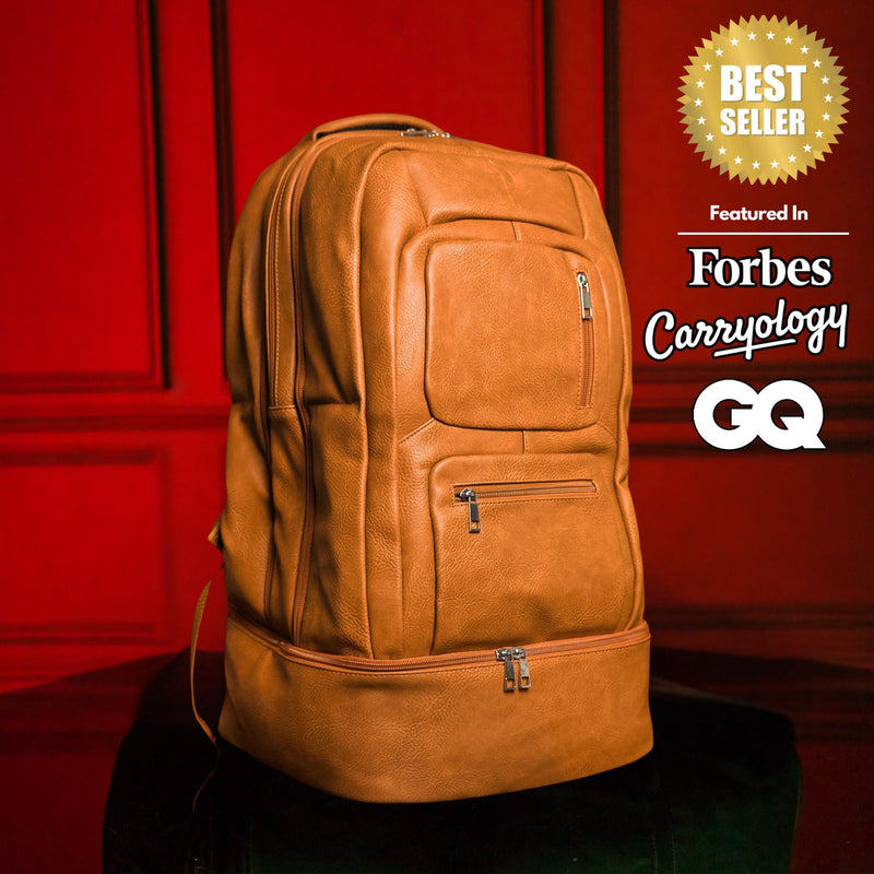 Brown Leather Luxury Patented Carry-On Bag