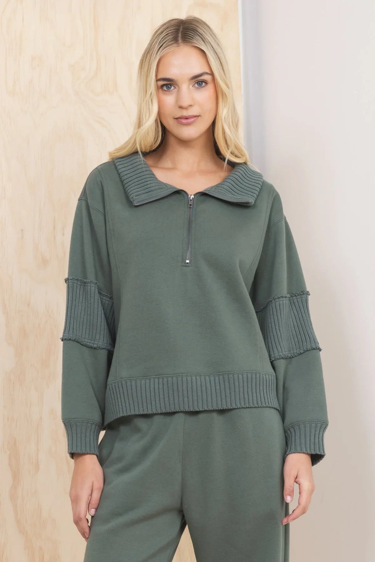 Vintage Havana Olive Fleece Quarter Zip