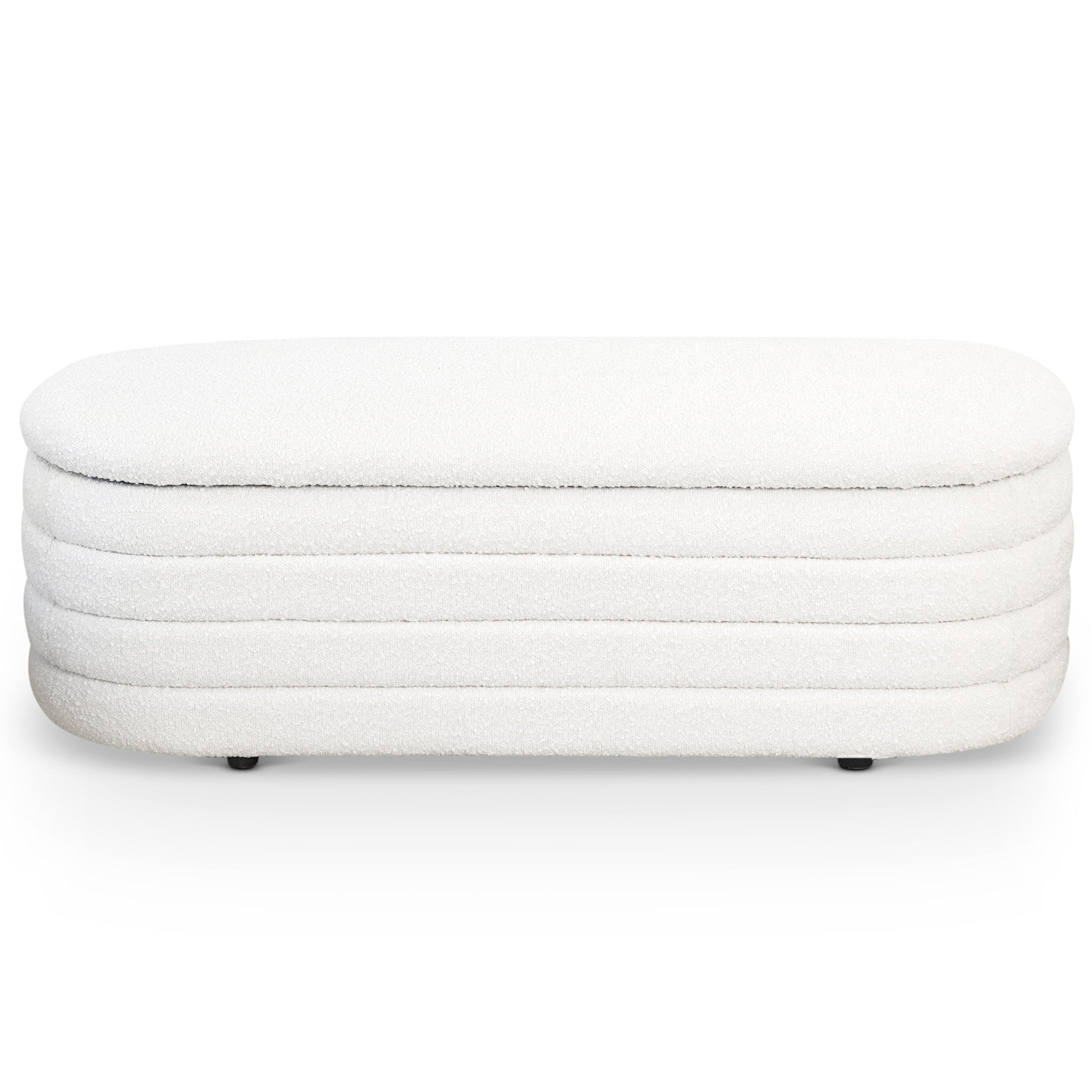 Cabana White Boucle Bench w/Storage – Luxury Modern Seating – Curated