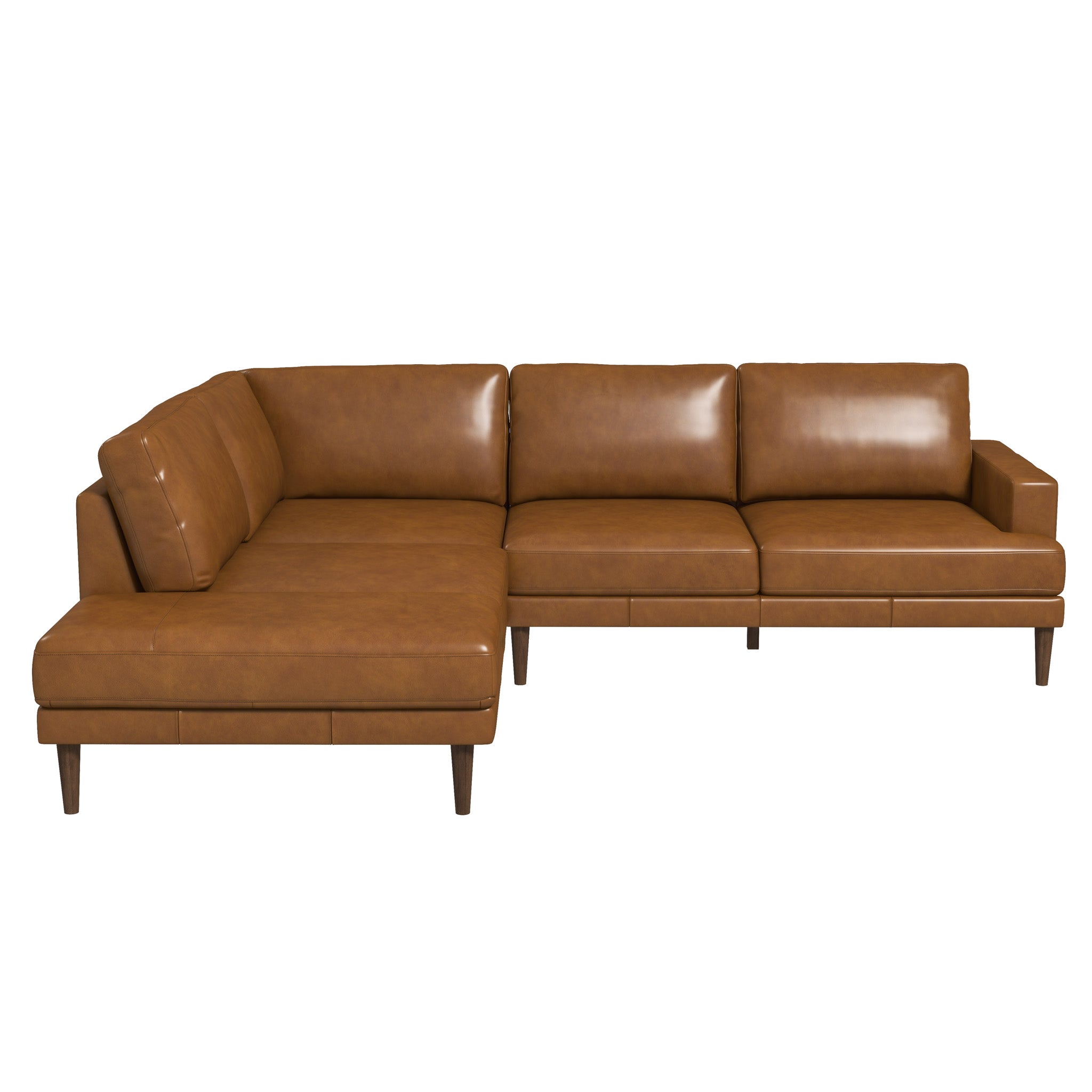 Corbin Left-Facing Tan Leather Sectional Sofa – Designer Sofa – Curate